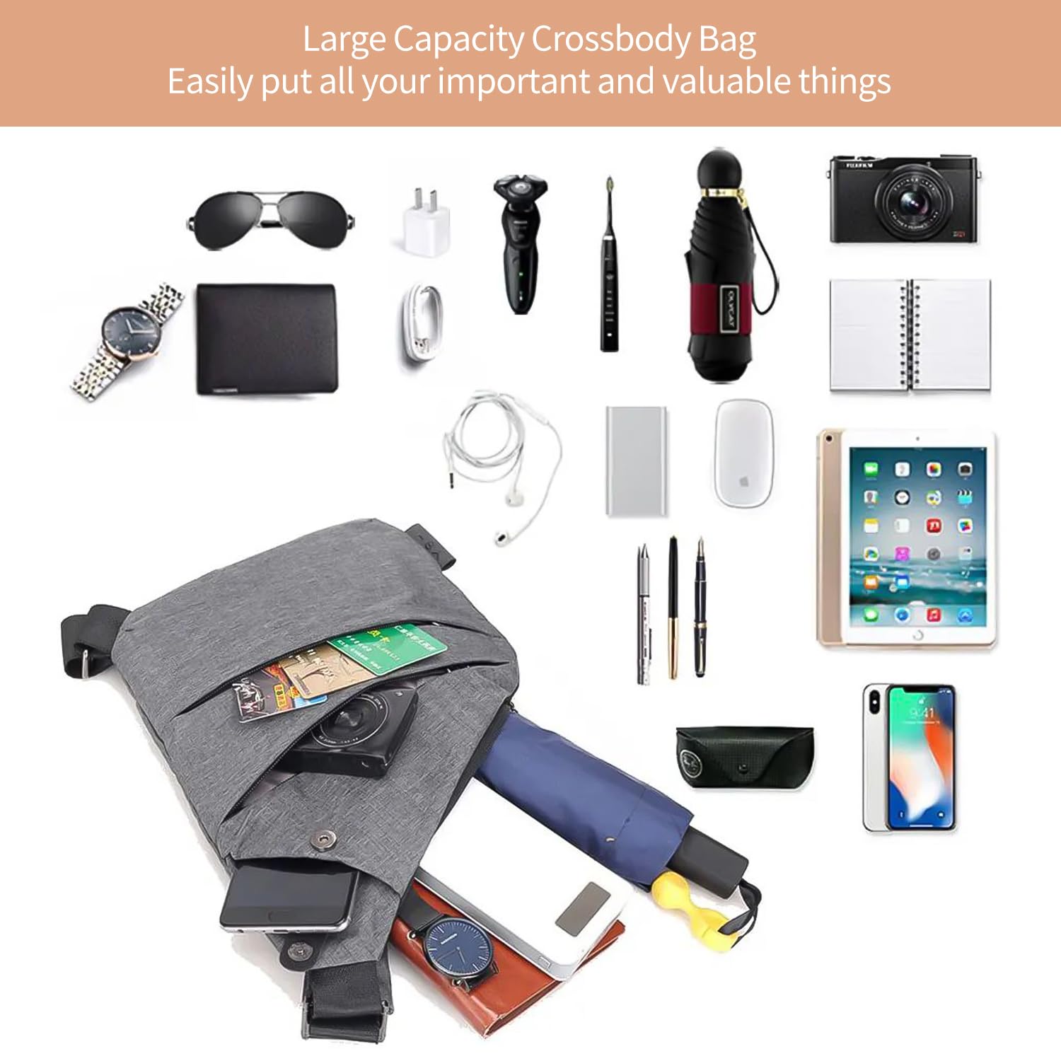 2024 New Anti-Theft Travel Sling Bag - Lightweight Crossbody Bag for Women & Men - Perfect for Hiking, Commuting & Daily Use