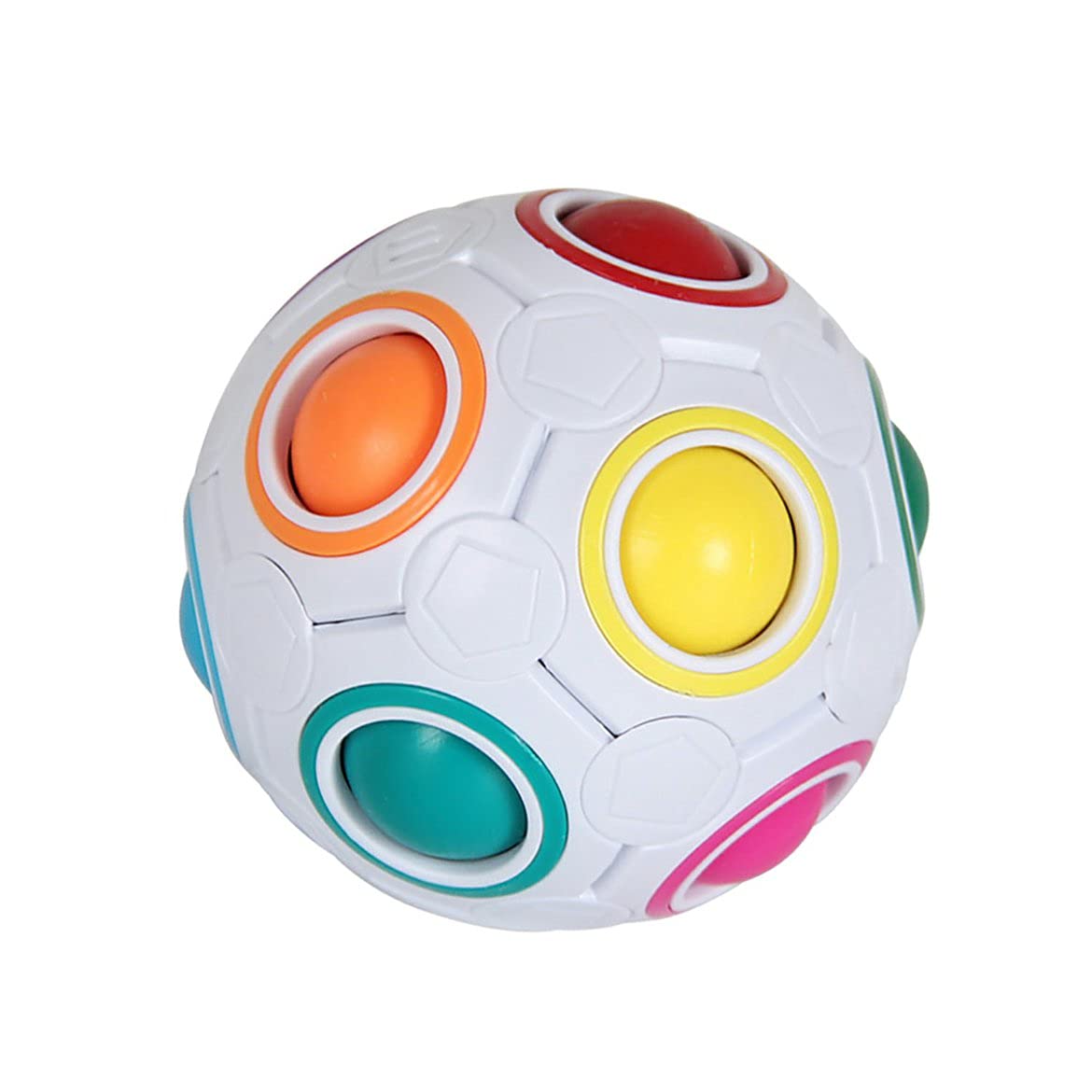 Rainbow Football Puzzle Toy – 12-Hole Magic Cube Ball for Kids, Stress Reliever & Brain Teaser – Perfect for Classroom, Party Favors & Sensory Play