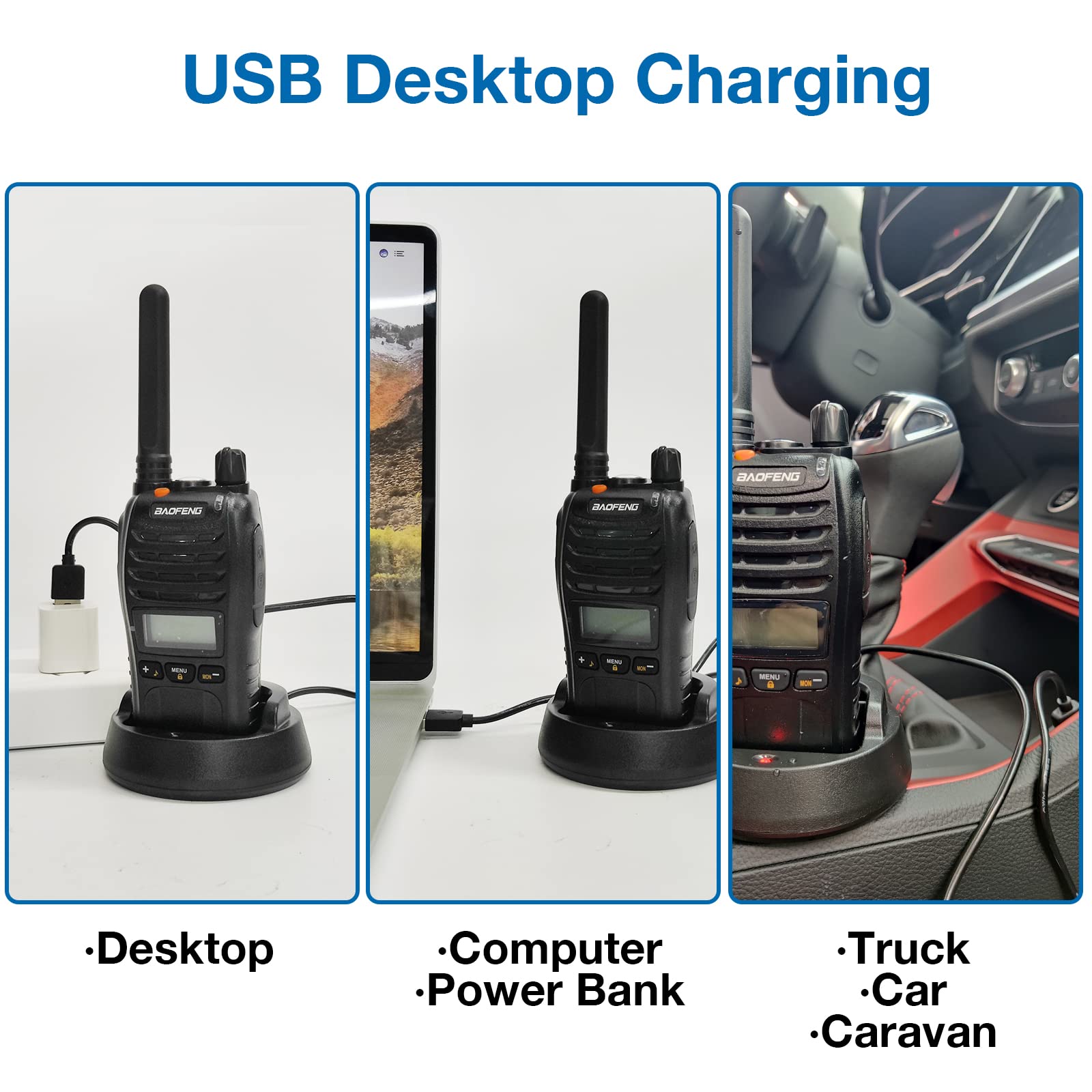 Baofeng BF-88ST Pro Walkie Talkies 3 Pack - Long Range Two Way Radios for Adults & Kids, Upgraded NOAA VOX Dual Watch with Desktop Charger & Earpieces (Black) - Perfect for Camping, Hiking, Outdoor Adventures and Emergency Communication