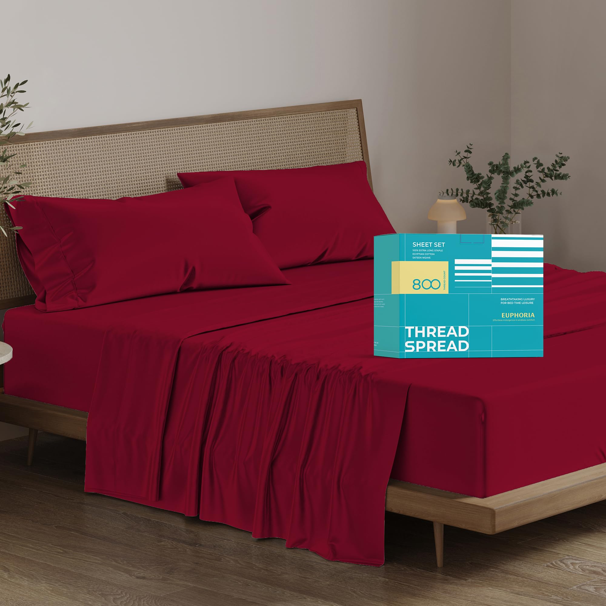 Luxury 100% Egyptian Cotton King Size Sheet Set - 800 Thread Count 4-Piece Hotel Quality Bedding, Sateen Weave Soft Cooling Sheets with 16