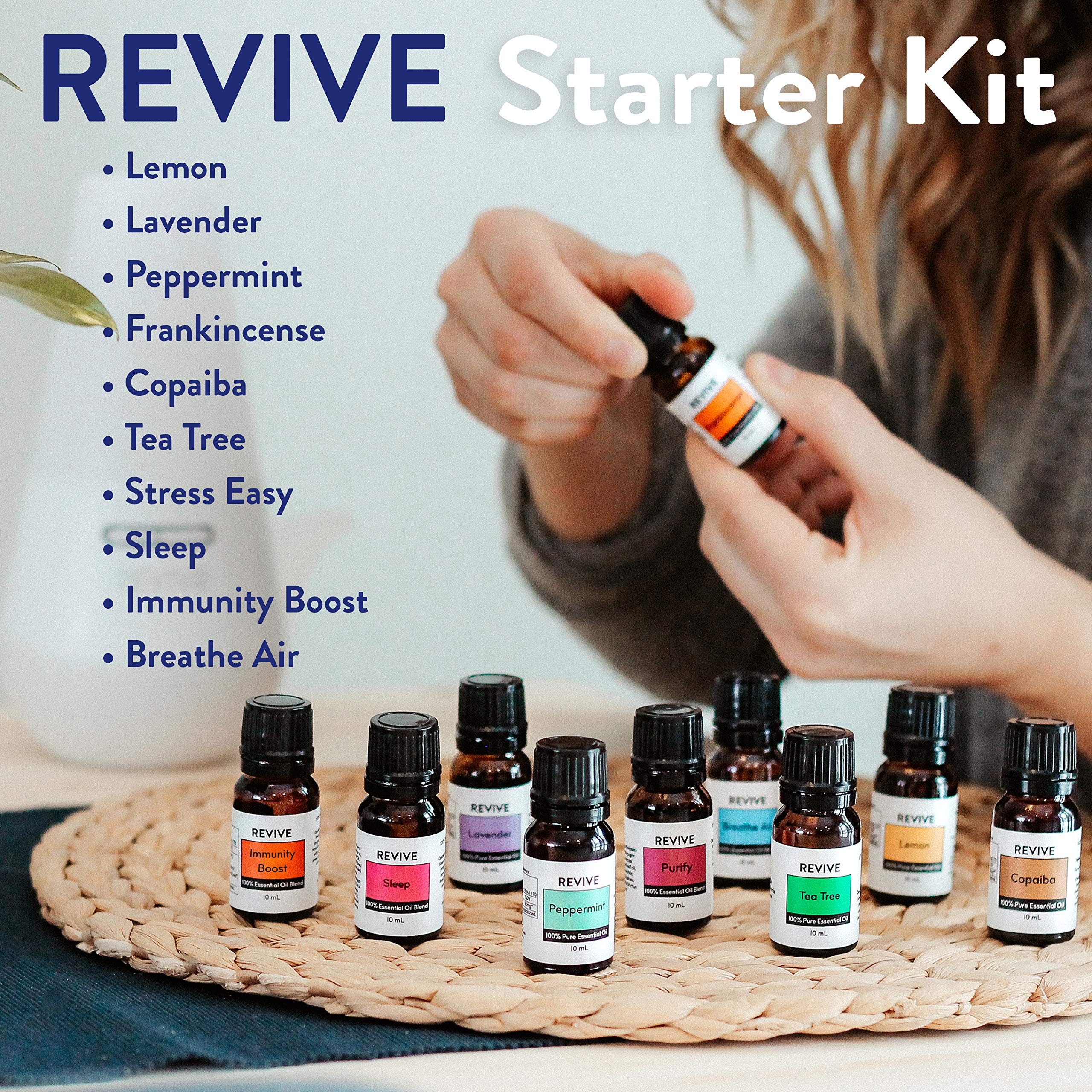 Revive Essential Oils Starter Kit - 100% Pure Therapeutic Grade Aromatherapy Set for Diffusers, Humidifiers, Massage, Skin & Hair Care | Relaxation, Stress Relief & Home Spa Experience