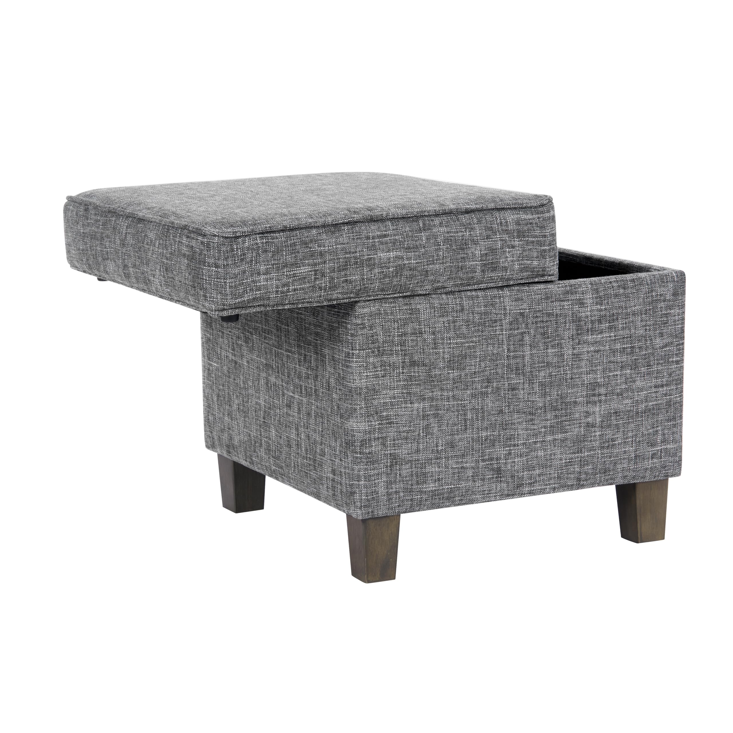 Classic Square Storage Ottoman with Lift Off Lid - Large Slate Grey Ottoman for Living Room & Bedroom | HomePop Home Decor K7342-F2182 | Perfect for Extra Seating, Blanket Storage & Home Organization