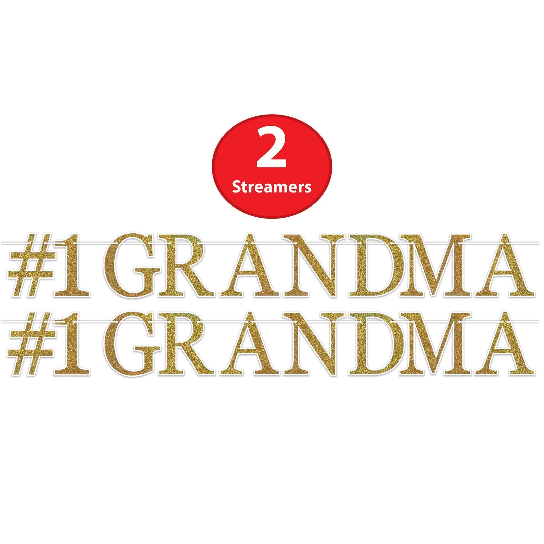 12 Pack Beistle Grandparent's Day Decorations - #1 Grandma Streamers for Party Decor, Wall Hanging & Photo Backdrop - Perfect for Grandparents Day Celebrations, Family Gatherings & Birthday Parties