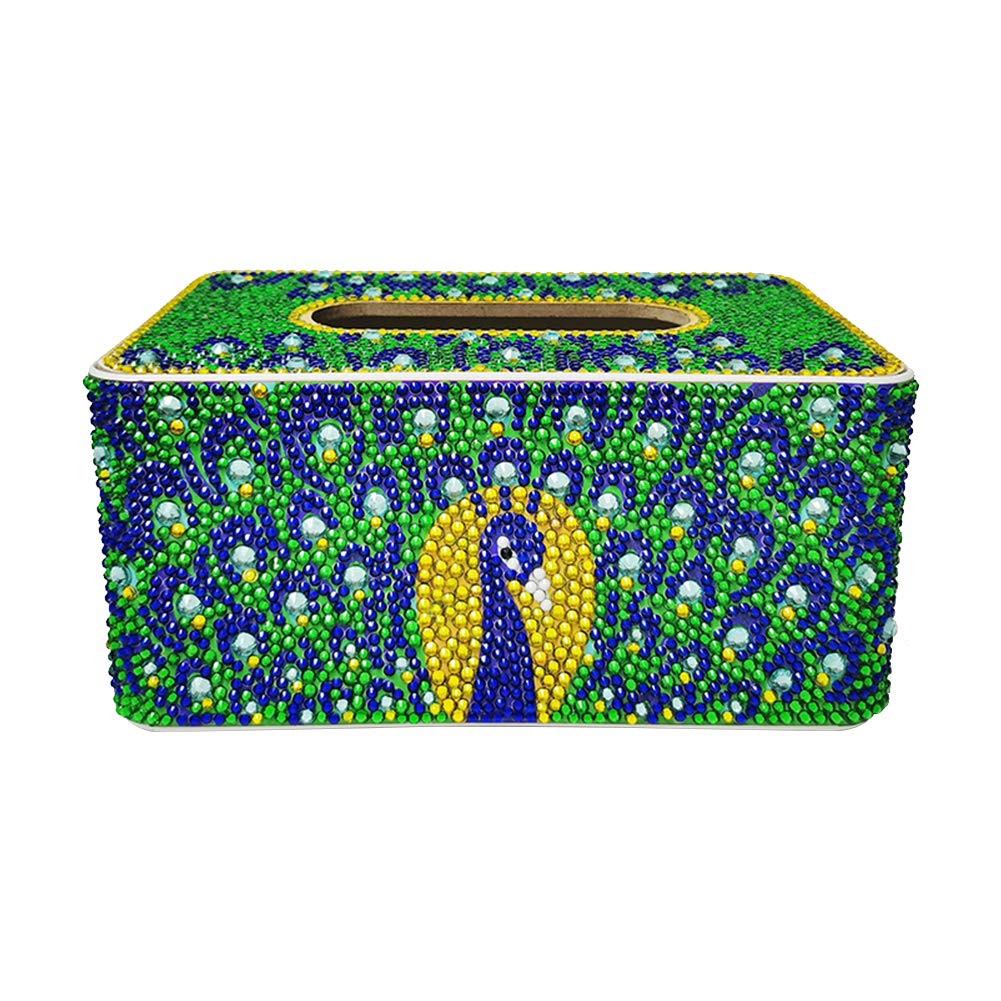 DIY Diamond Painting Tissue Box - Special Shape Drill Storage Box for Home Decor (Peafowl) | Perfect for Craft Rooms, Living Room Decor & Gift Giving