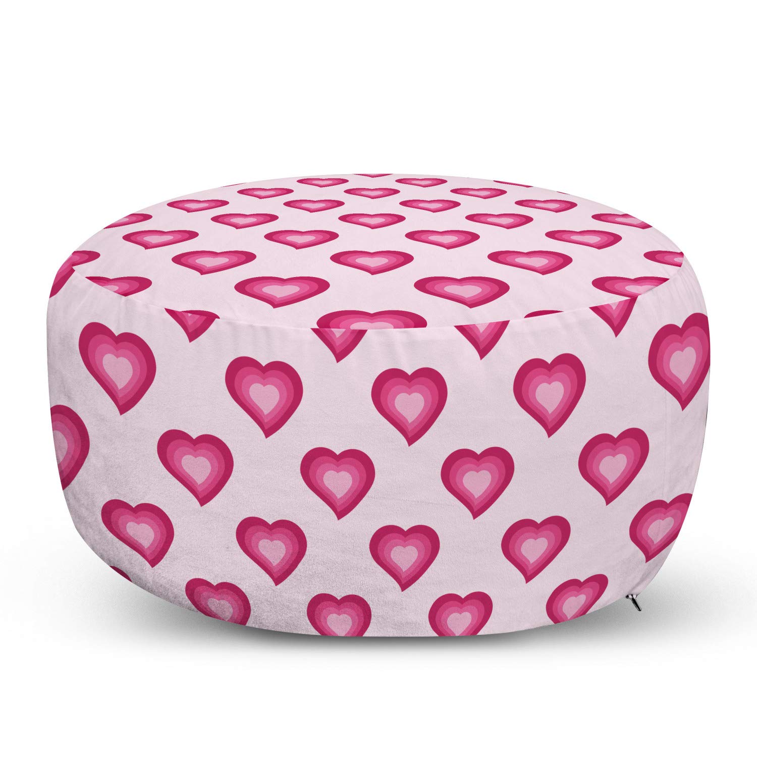 Ambesonne Pale Pink Ottoman Pouf - Heart Ombre Cartoon Design, Soft Foot Rest with Removable Cover for Living Room & Bedroom - Romantic Home Decor Accent - Perfect for Lounging, Reading Nook or Nursery Decor (Magenta Pale Pink)