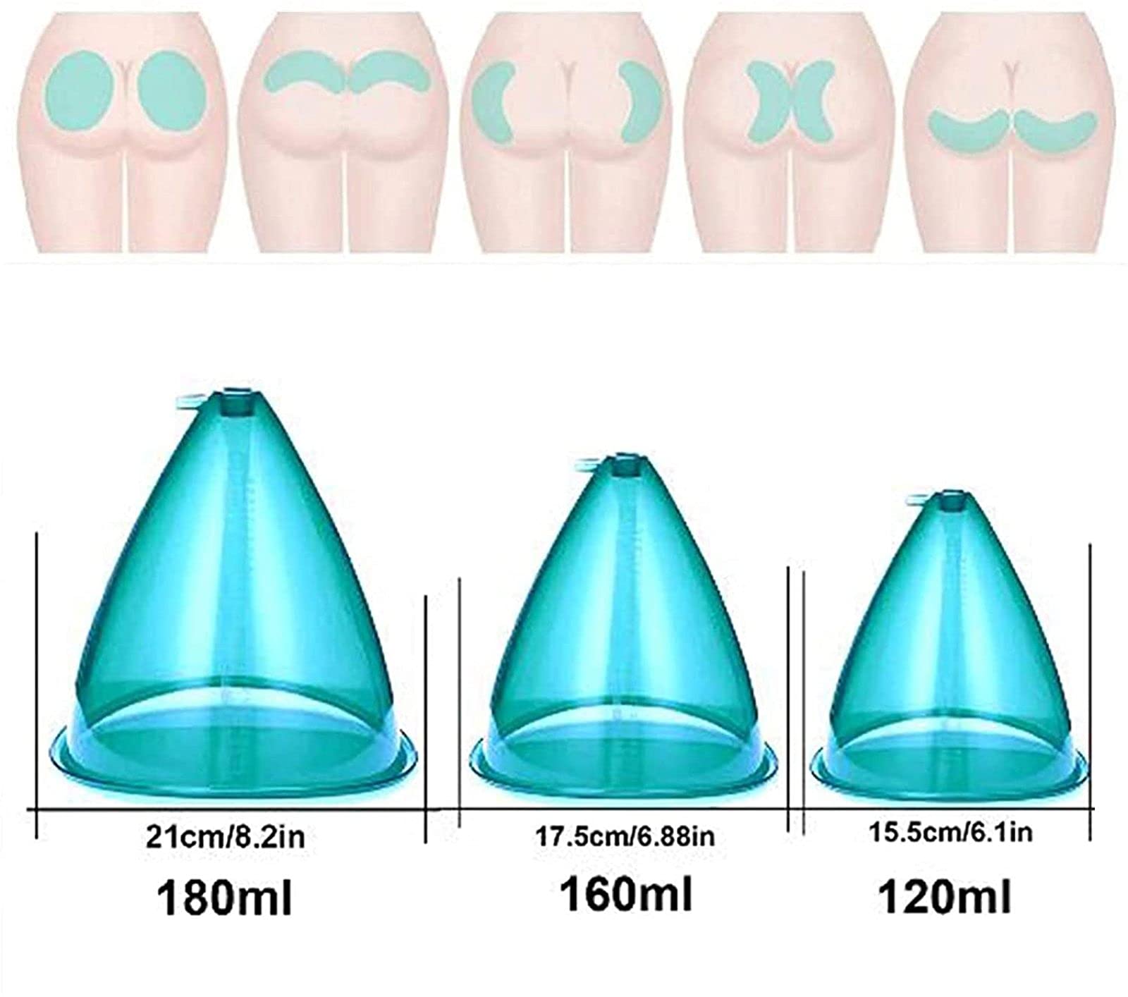 4pcs Large Vacuum Suction Cups for Hip Lift - High Capacity Vacuum Cupping Therapy Set for Body Sculpting & Cellulite Reduction - Perfect for Home Spa, Massage, and Beauty Treatments
