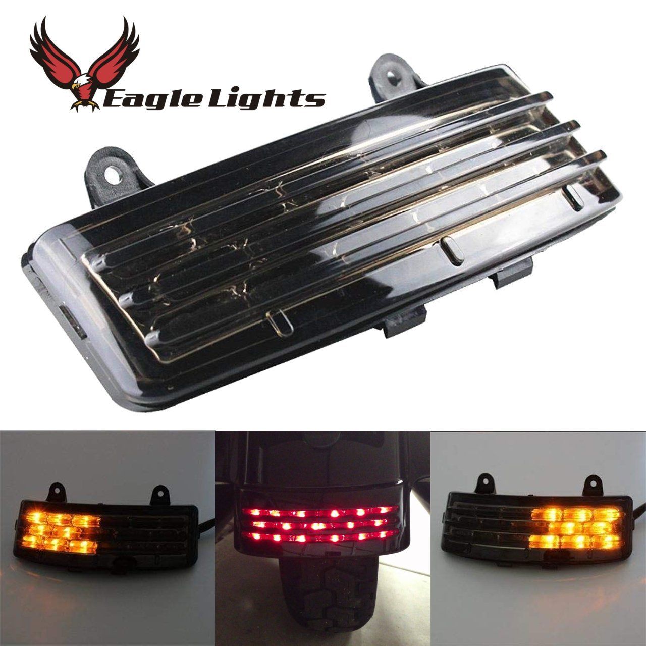 Smoked Tri Bar LED Brake Light with Turn Signals for 2006-2009 Harley Davidson Street Glide - High Visibility Safety Lighting for Night Riding & Custom Motorcycle Upgrades