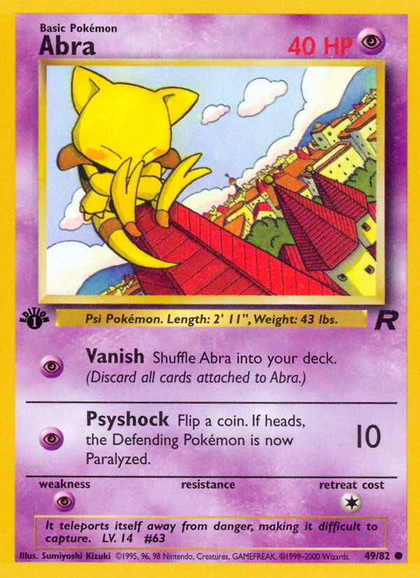 1st Edition Team Rocket Abra (49/82) - Rare Pokemon Trading Card for Collectors & Battles