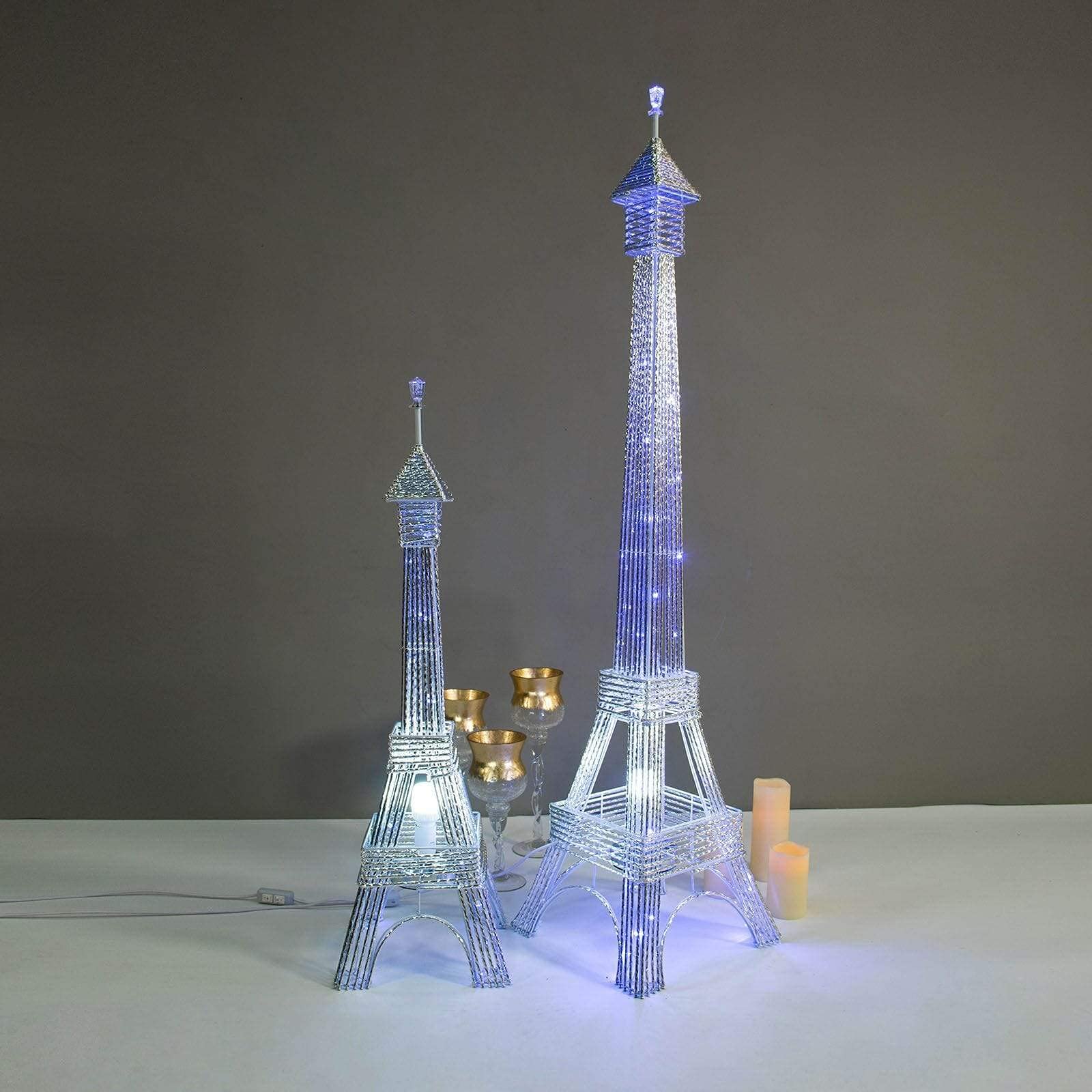 39 Inch LED Balsa Wood Eiffel Tower with 80 Warm White Lights - Elegant Wedding Centerpiece, Romantic Party Decor, Parisian Home Décor for Living Room & Bedroom
