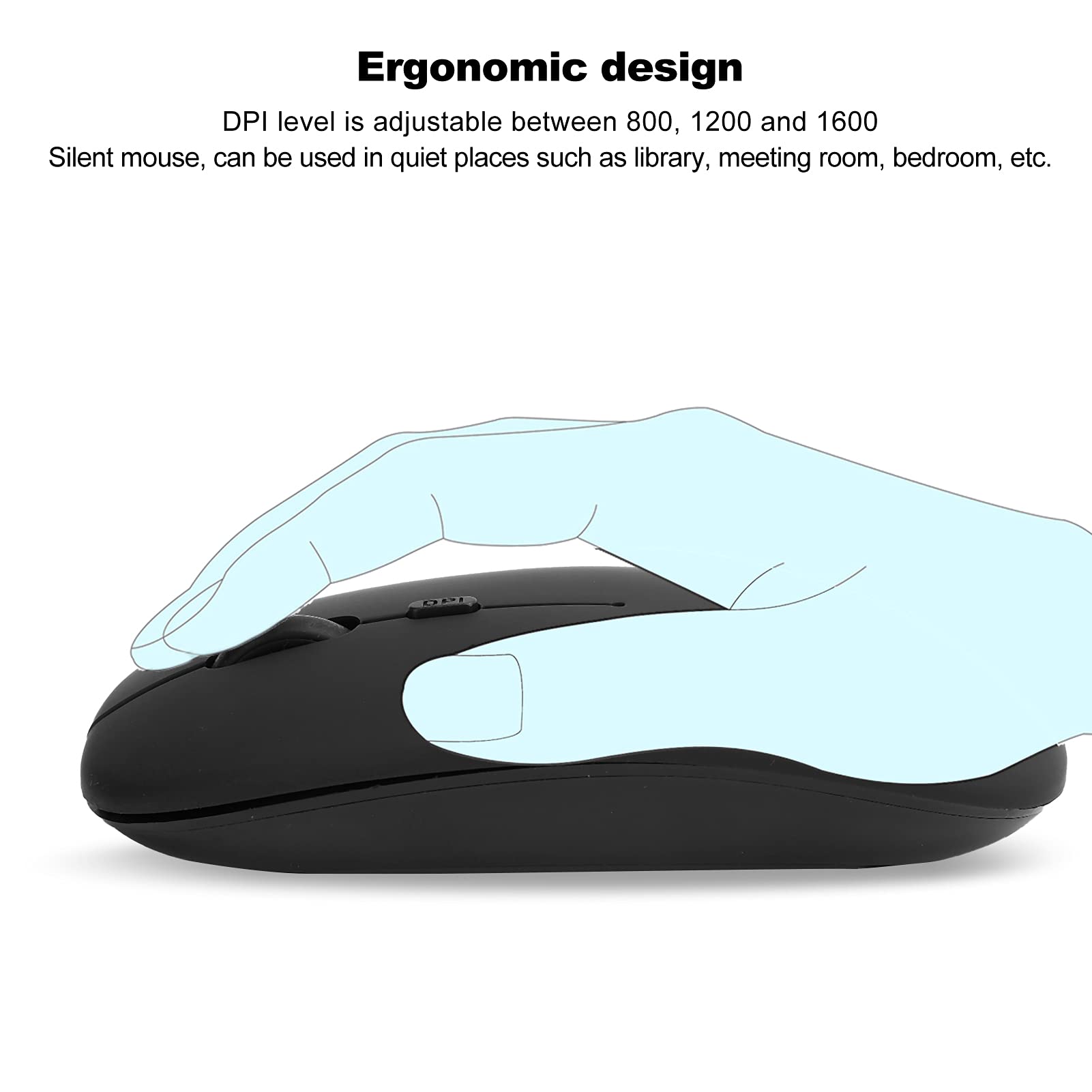 Ciciglow Wireless Bluetooth 5.0 Silent Mouse - 1600 DPI Optical Tracking, Portable Ergonomic Computer Mouse for Mac OS, Windows, Laptops & Tablets - Perfect for Office Work, Travel & Home Use
