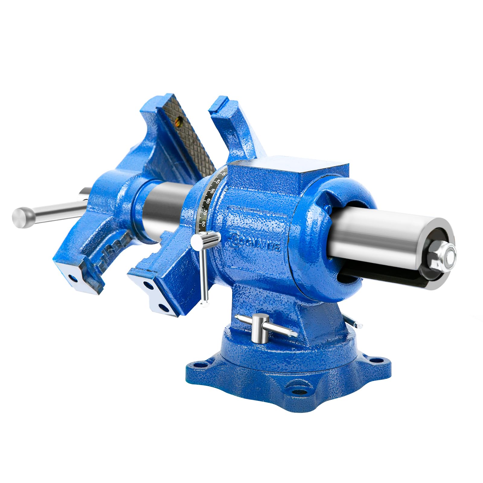 5-Inch Heavy Duty Bench Vise - 4000KG Clamp Force Ductile Iron Multi-Purpose Workbench Vice with 360° Rotation & Anvil (Blue) - Perfect for Metalworking, Woodworking & DIY Projects