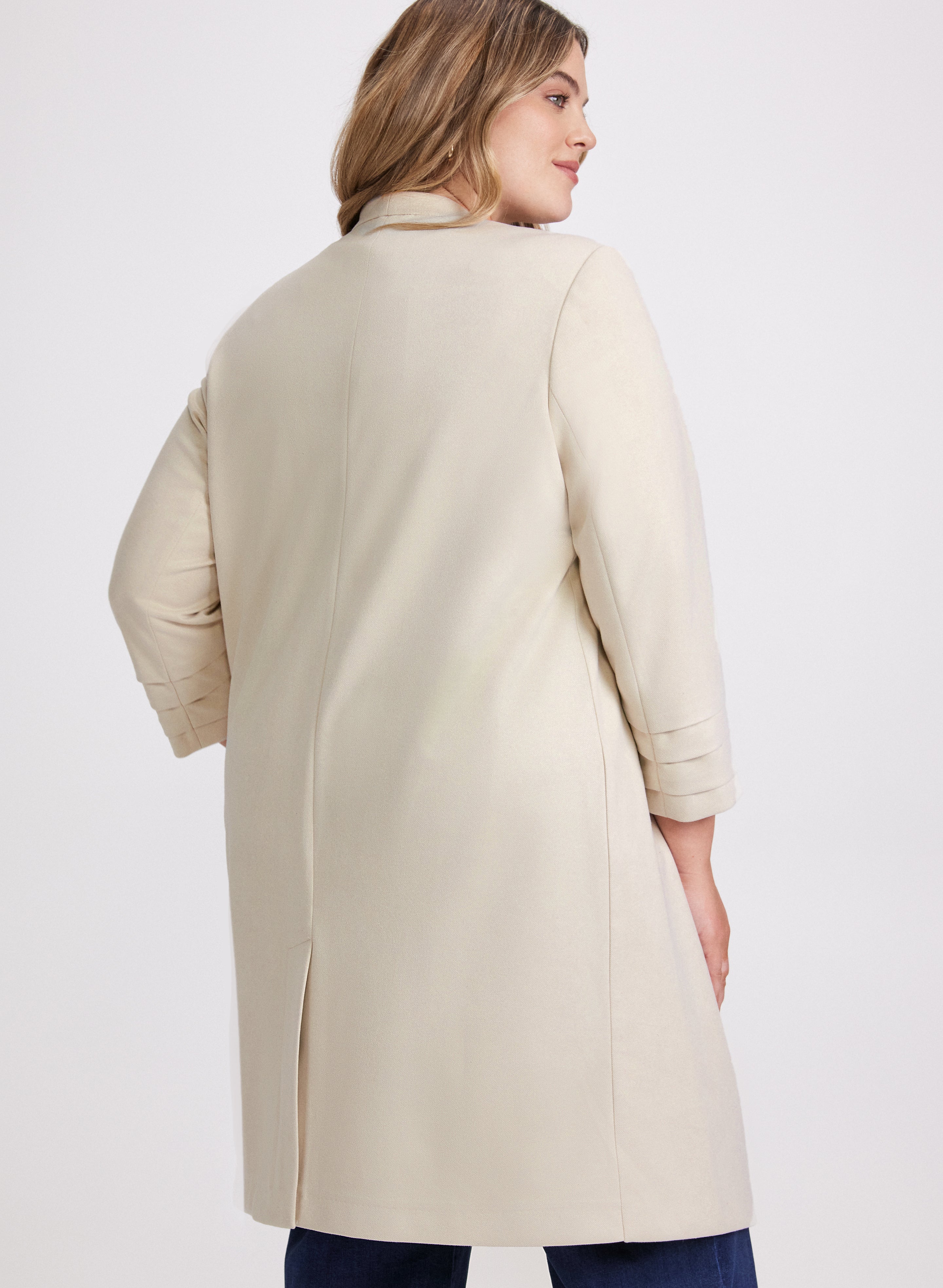 Stylish Collarless Duster Jacket for Women - Lightweight Long Coat with Pockets - Perfect for Fall, Winter & Spring Layering | Office Wear, Casual Outfits & Travel Essentials
