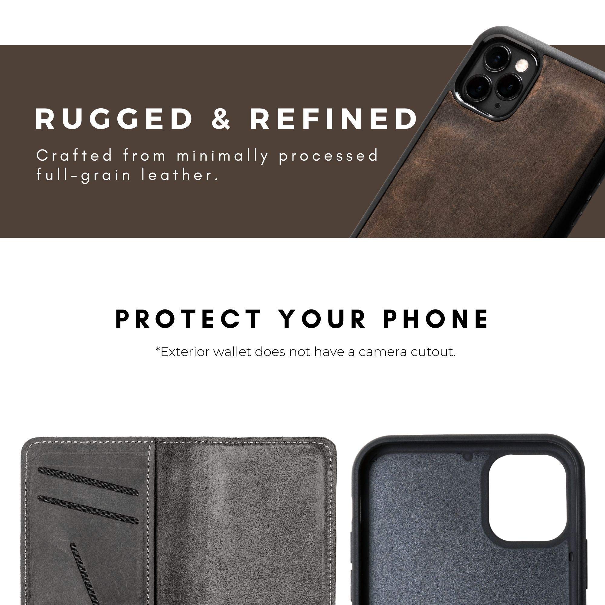 Premium Personalized 100% Genuine Leather Wallet Case for iPhone 11 - RFID Blocking Card Holder, Magnetic Closure & Built-in Screen Protector | Handmade Protective Phone Cover | Perfect for Business, Travel & Everyday Use (McLean Chestnut)