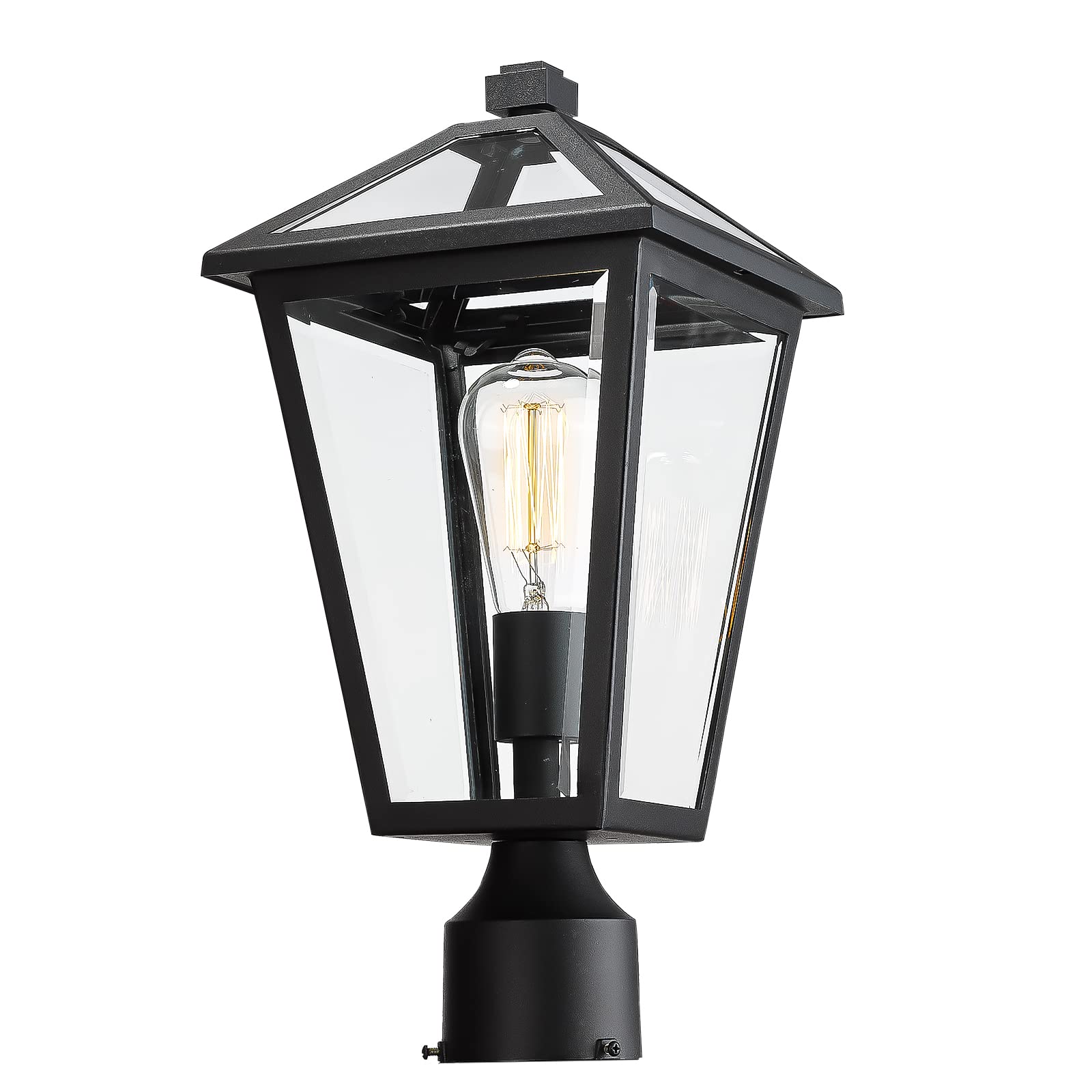 Outdoor Post Light Fixture - Black Aluminum Waterproof & Rust-Resistant Medium Size Lamp Post Lighting for Walkway, Driveway, Patio, Porch | Perfect for Garden, Yard, and Outdoor Pathway Illumination