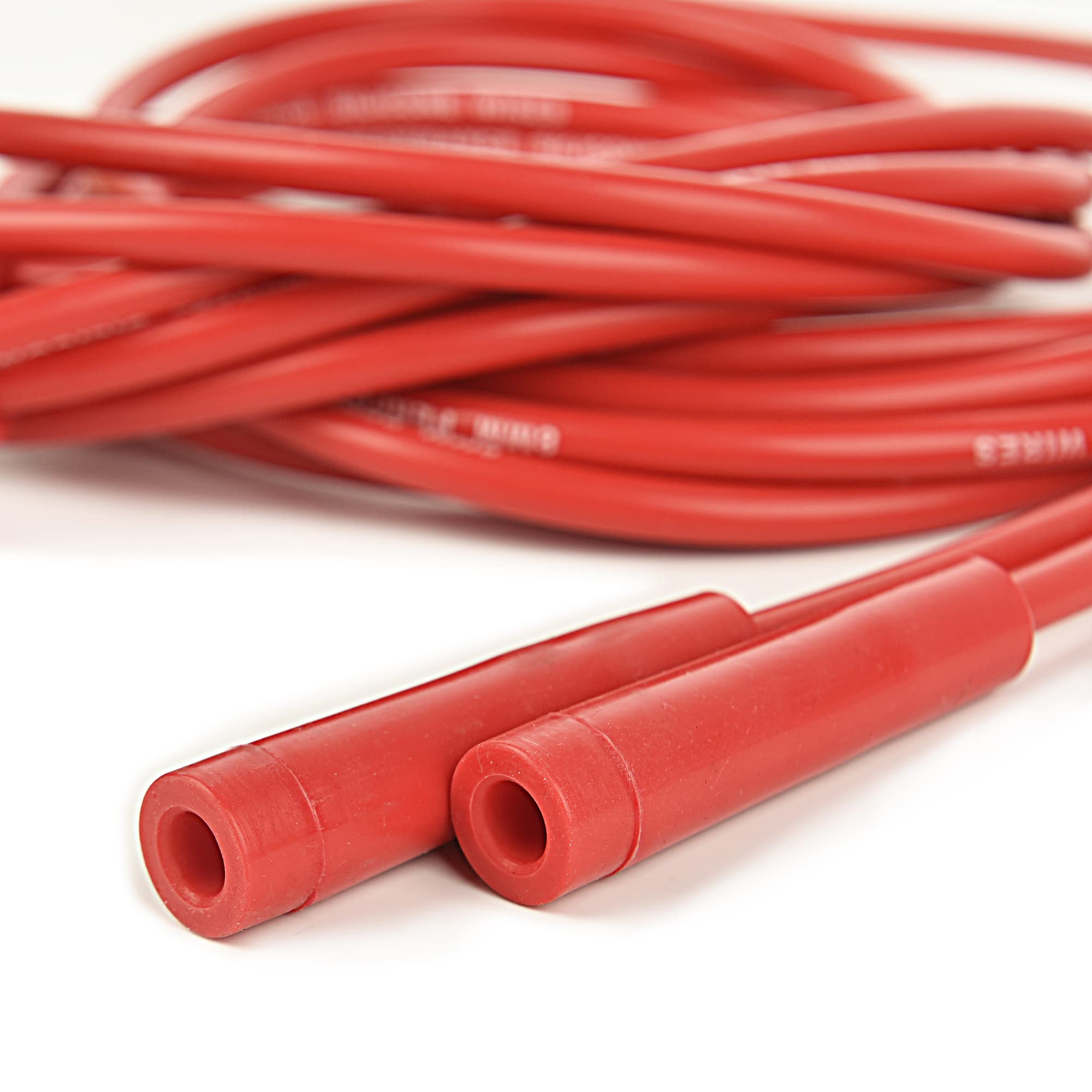 High-Performance 8.5mm Universal Spark Plug Wire Set with Red Silicone Jacket & Straight Boots - Compatible with Accel 4040 - Perfect for Car Engine Tune-Ups & Performance Upgrades