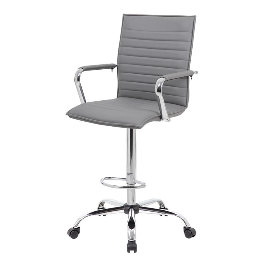 UrbanPro Modern Ribbed Back Adjustable Sit-Stand Stool - Ergonomic Office Chair in Gray | Perfect for Home Office, Gaming & Workspace