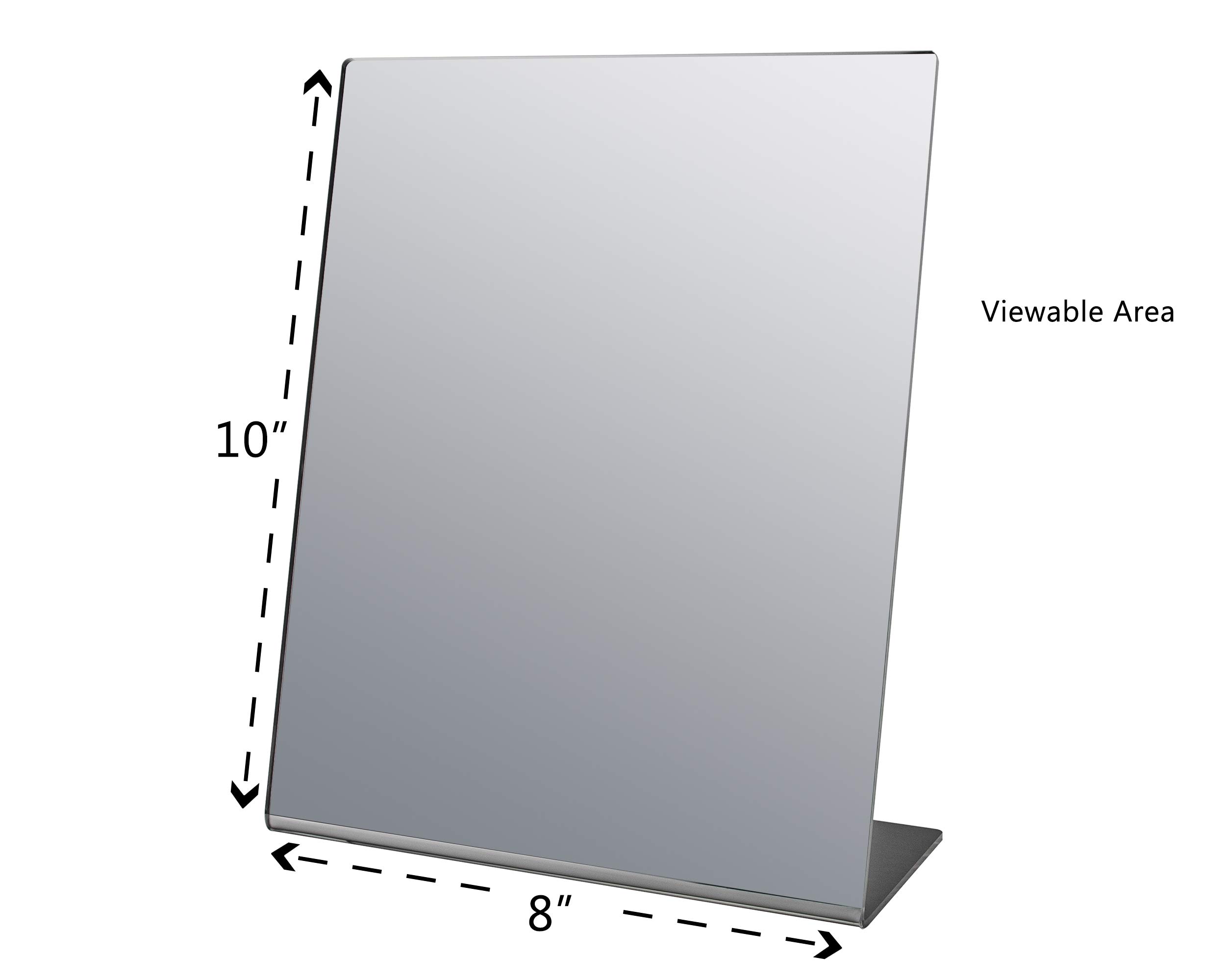 2 Pack Acrylic Mirror 8” x 10” - Counter Slanted Back L Shape Mirrors for Jewelry Shop, Hair Salon & Piercing Kiosk - No Assembly Needed - Perfect Travel, Locker & Desk Makeup Mirrors for Home & Professional Use