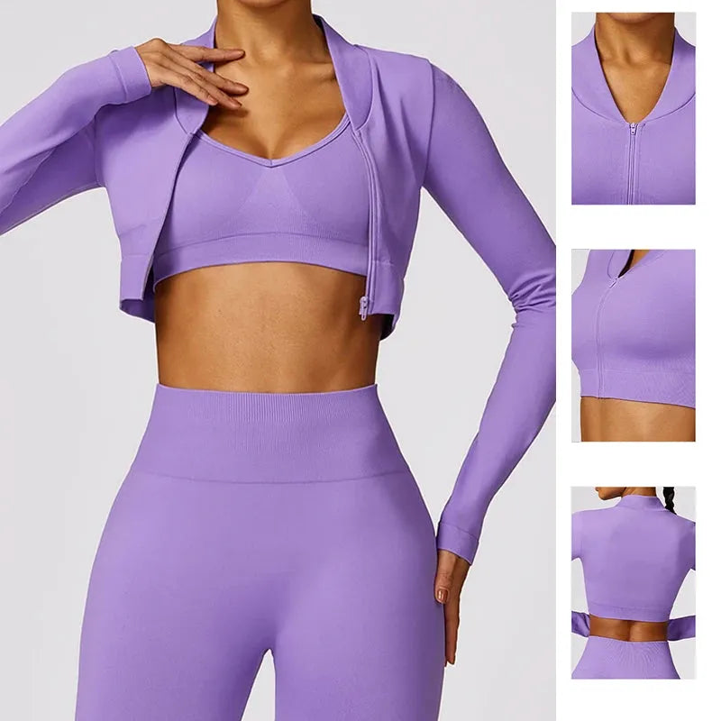 Women's Seamless Long Sleeve Gym Crop Top - Quick Dry Yoga Shirt, Sports Short Jacket for Workout, Running & Activewear | Perfect for Yoga, Gym, Pilates & Outdoor Activities