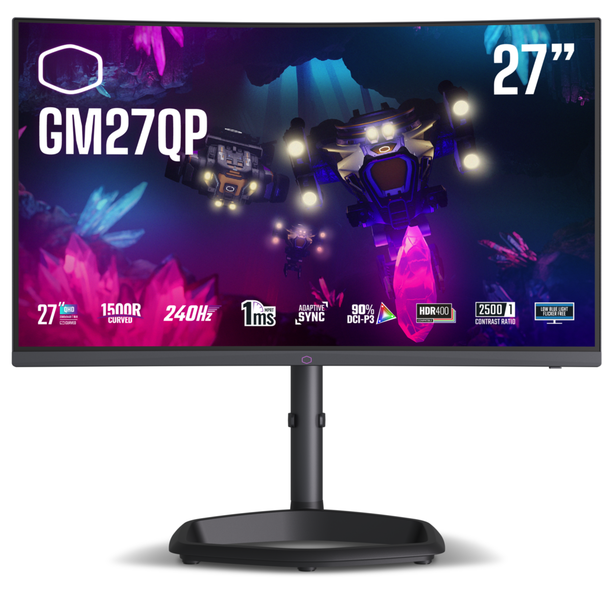 Cooler Master GM27 QP 27-inch VA QHD 240Hz 1500R Curved Gaming Monitor - Immersive Esports & High-Performance PC Gaming Display for Competitive Players
