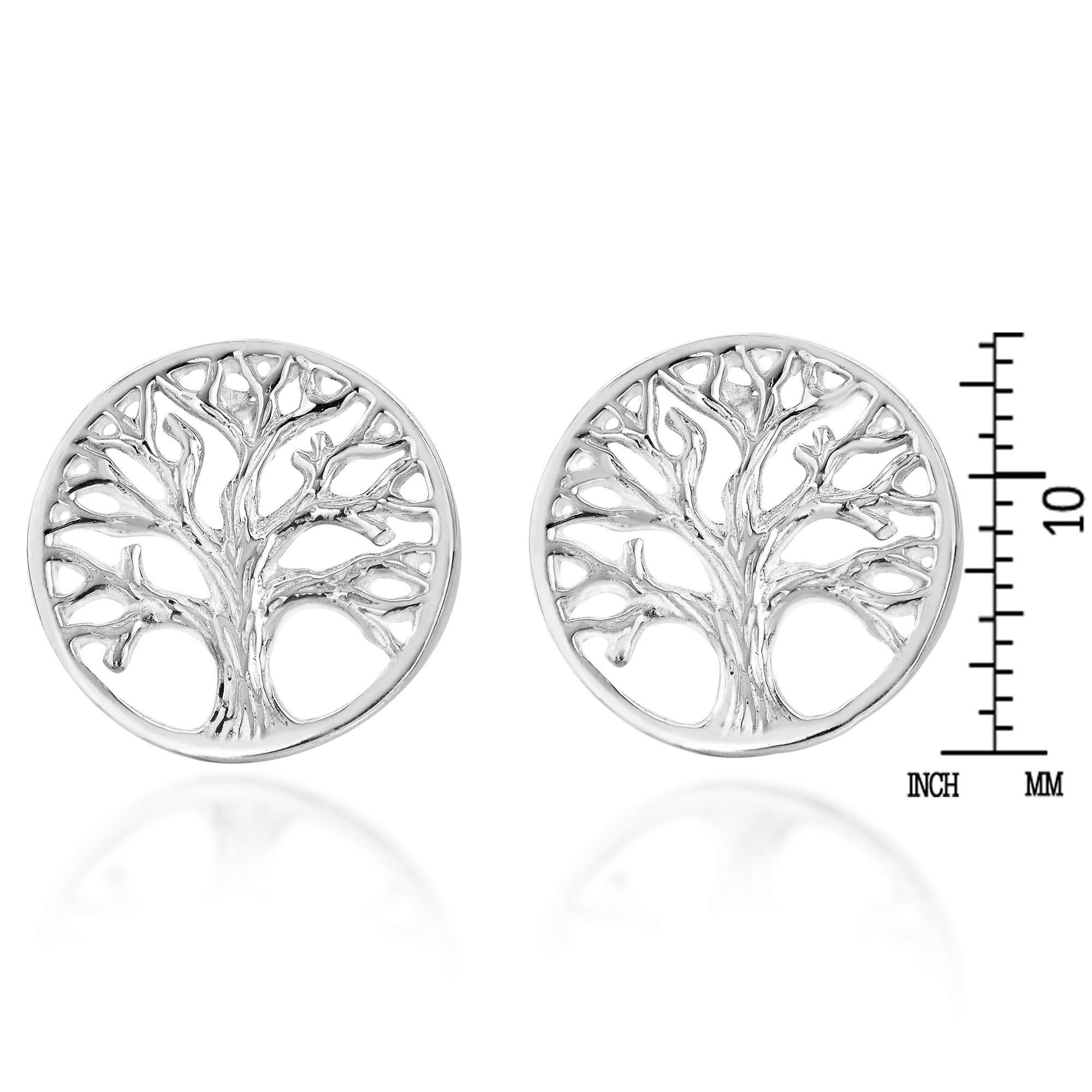 AeraVida Mystical Round Filigree Tree of Life .925 Sterling Silver Stud Earrings for Women - Elegant Everyday Jewelry Gift for Birthday, Anniversary & Special Occasions | Perfect for Casual Wear, Office & Date Nights