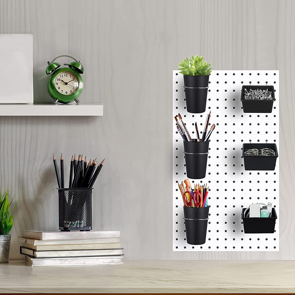 Ieegkit 6 Sets Plastic Storage Bins with Hooks - Hanging Organizer Cups for Car, Kitchen, Bathroom & Office - Perfect for Cup Holders, Keys, Utensils & Small Items