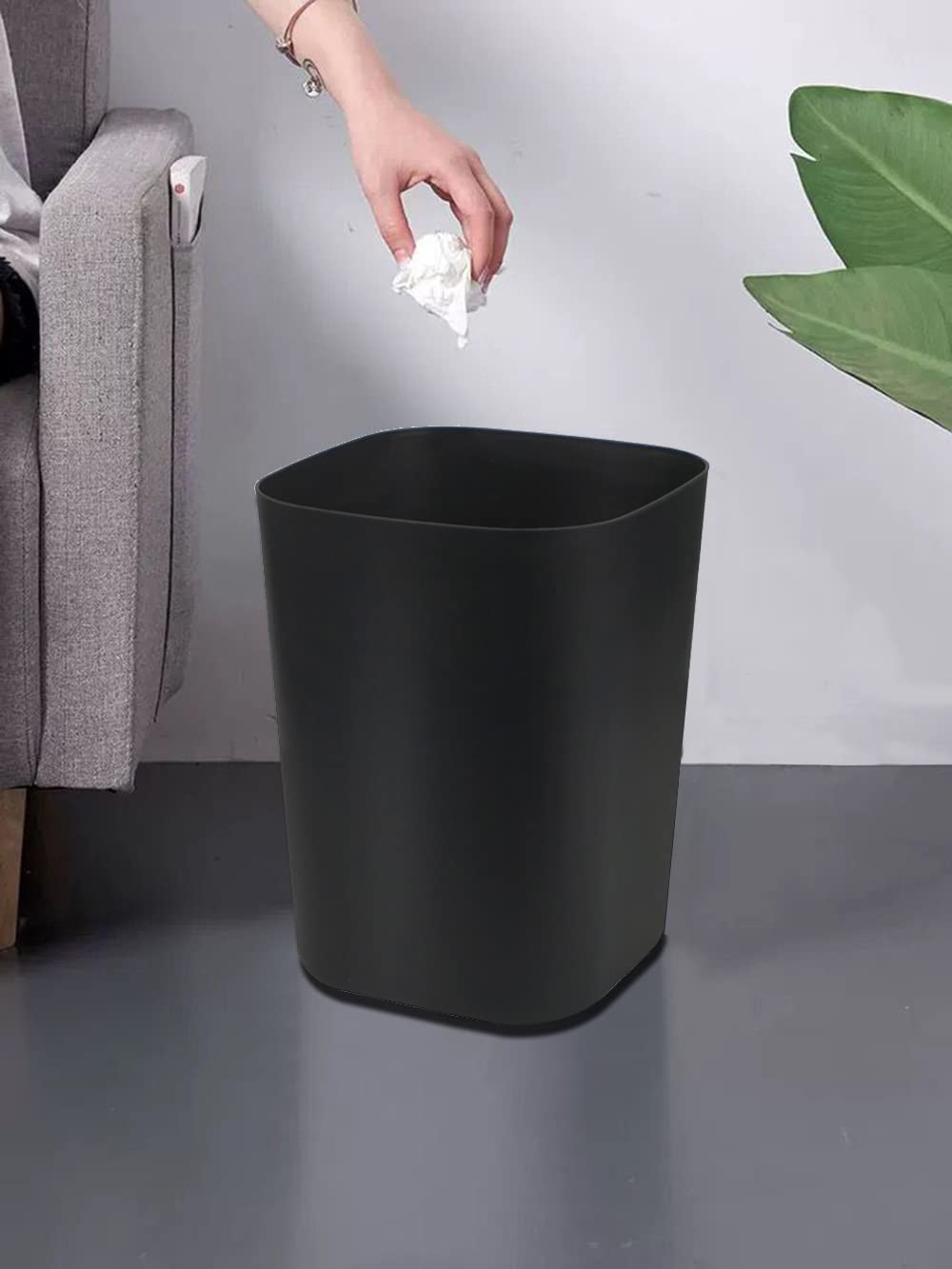 2 Pack Besli 2 Gallon Small Trash Can - Black Waste Basket for Bathroom, Bedroom, Kitchen & Office - Perfect for Home, Dorm & Office Spaces