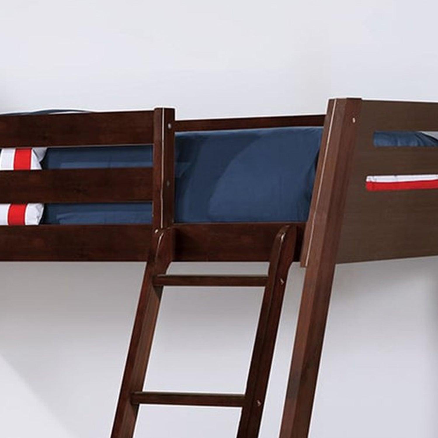 Solid Wood Twin/Full Bunk Bed with Reversible Angled Ladder & Underbed Drawers - Sturdy Kids Bunk Bed for Small Spaces, Bedroom & Guest Room - Perfect for Siblings, Sleepovers & Space Saving