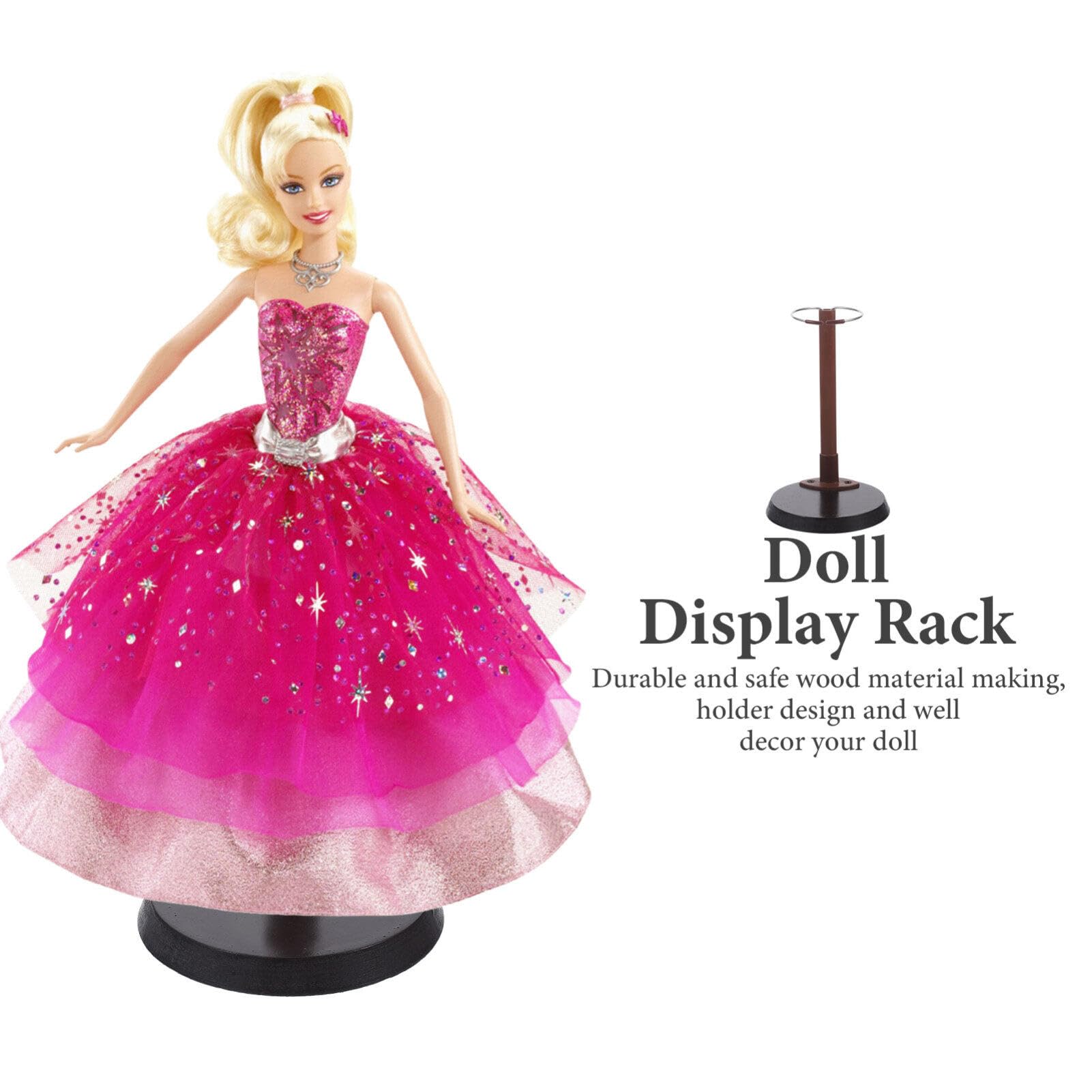 NUOBESTY Wooden Doll Stand for Plush Dolls - Round Base Display Rack with Sturdy Wood Bracket - Perfect for Toy Storage, Doll Organization & Kids' Room Decor - Great for Collectors, Playrooms & Gift Displays
