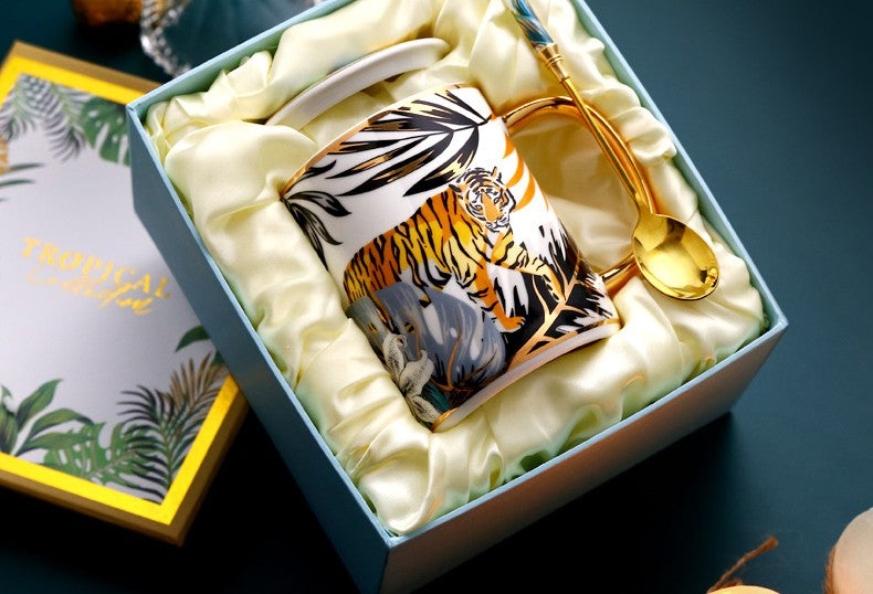 Creative Porcelain Coffee Mugs - Large Capacity Jungle Animal Ceramic Cups for Office & Home Use - Unique Gift Boxed Tea & Coffee Mug Set - Perfect for Gifts, Daily Use & Collections