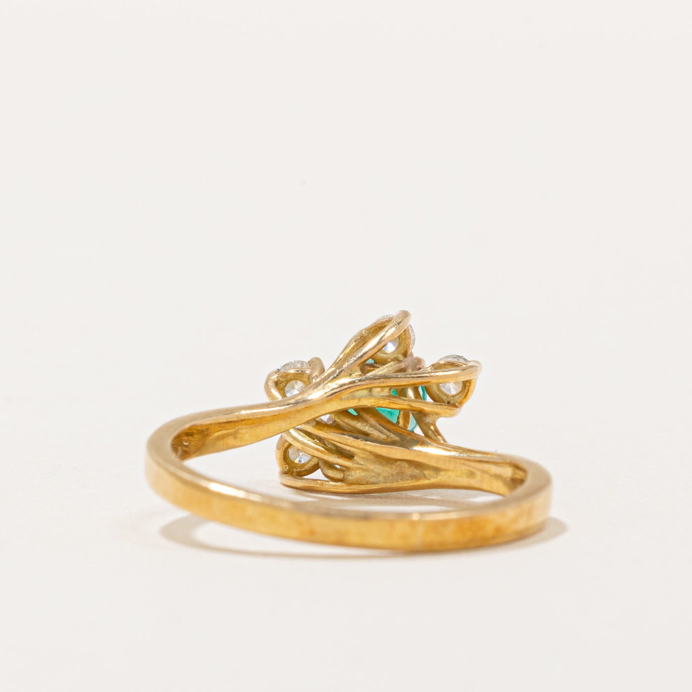 Exquisite Emerald & Diamond Cocktail Ring - 0.22ct Emerald & 0.14ctw Diamonds - Size 5 - Perfect for Evening Parties & Special Occasions