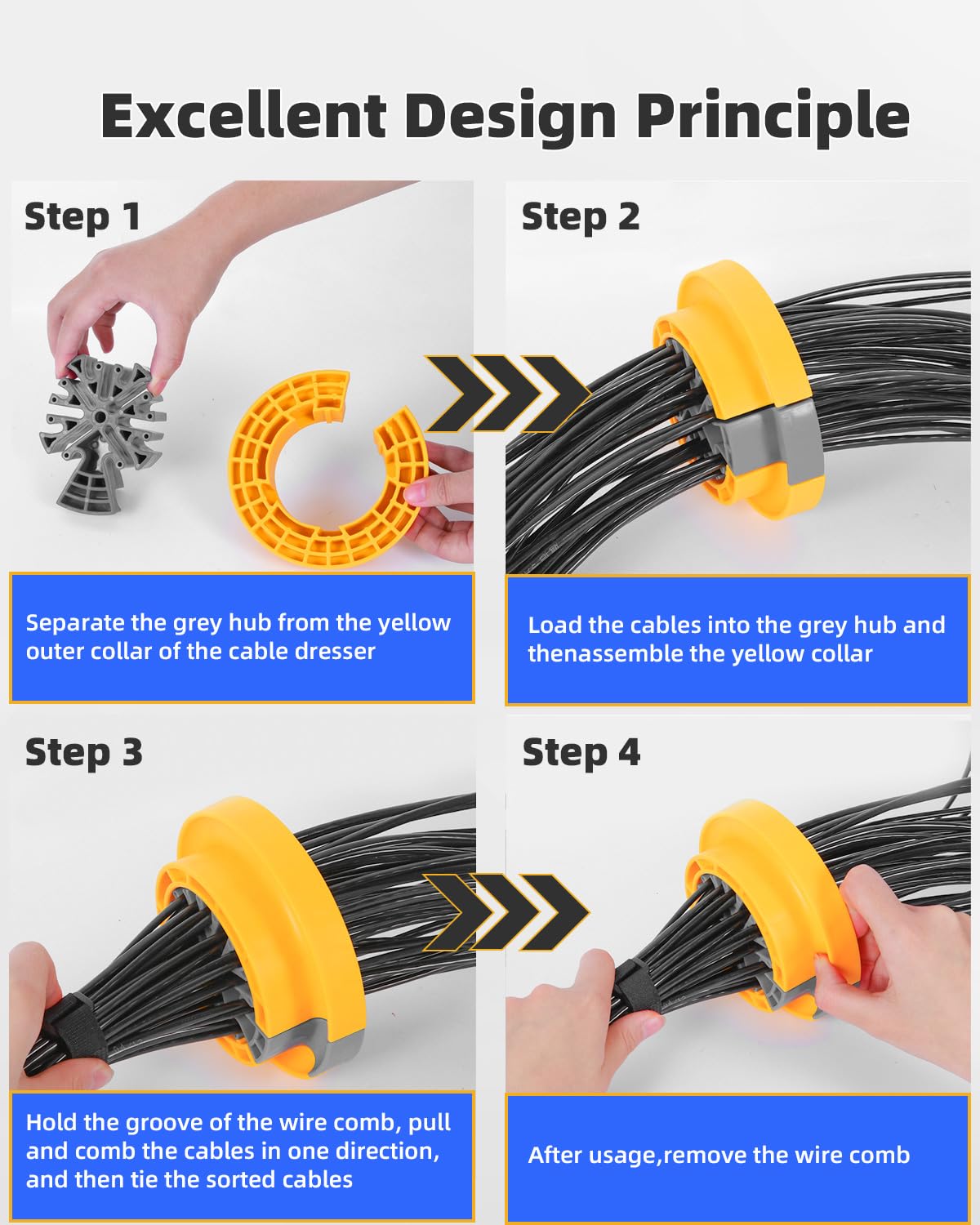Hixeto Wire Comb - Professional Network Cable Management Tool for Ethernet, LAN, and Data Cables (0.36