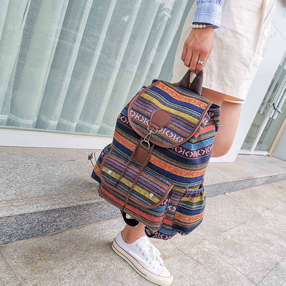 Vintage Boho Backpack for Women - Fashion Shoulder Bag for Travel & Daily Use