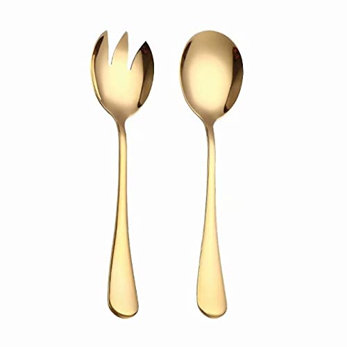 Premium Stainless Steel Silverware Set - 2-Piece Gold Salad Spoon & Fork for Western Dining, Dinnerware Cutlery Set - Perfect for Restaurants, Home Kitchens, and Elegant Dinner Parties
