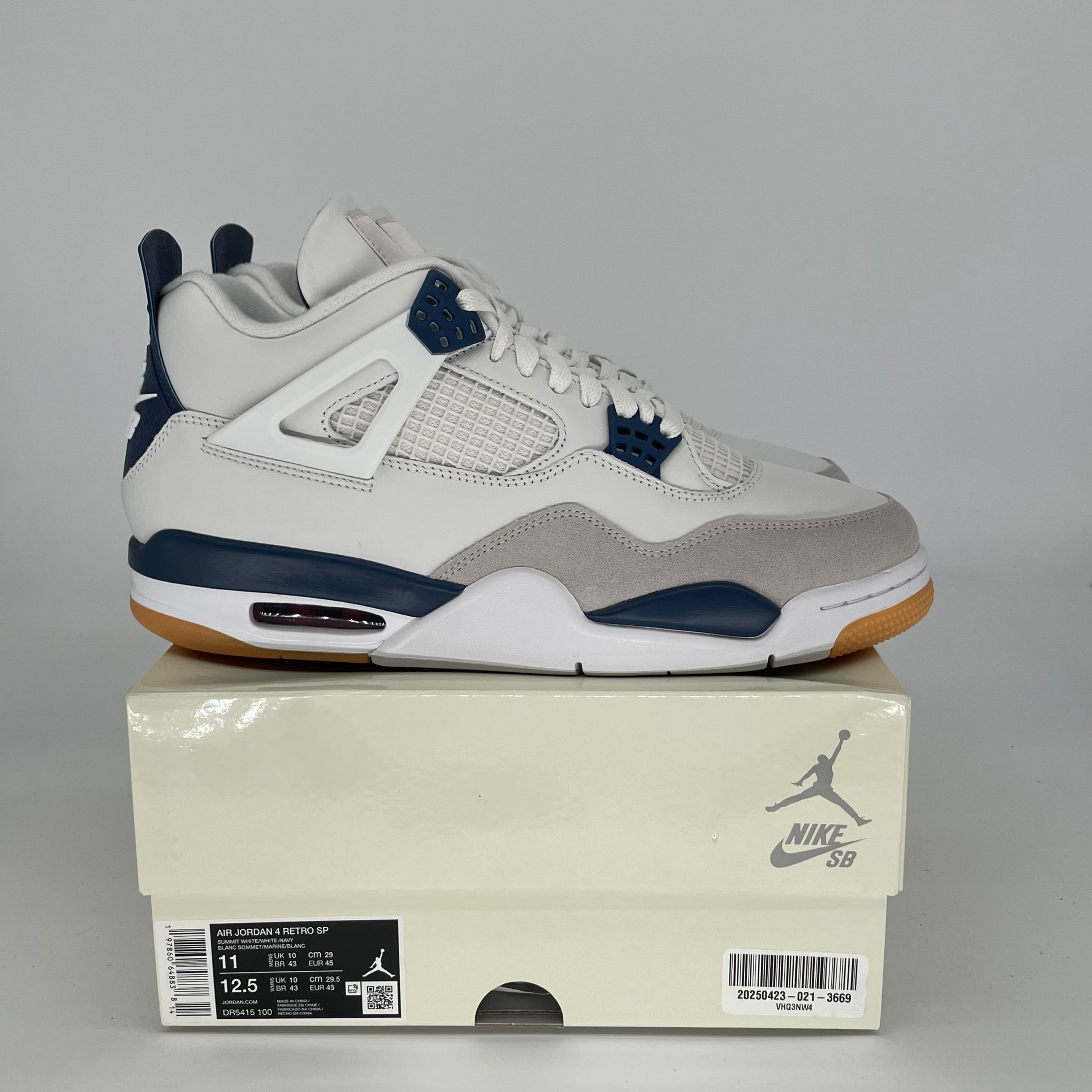 Original Air Jordan 4 SB Navy Blue Men's Basketball Shoes Size 11 DR5415 - Authentic Retro Sneakers for Streetwear, Skateboarding & Casual Fashion