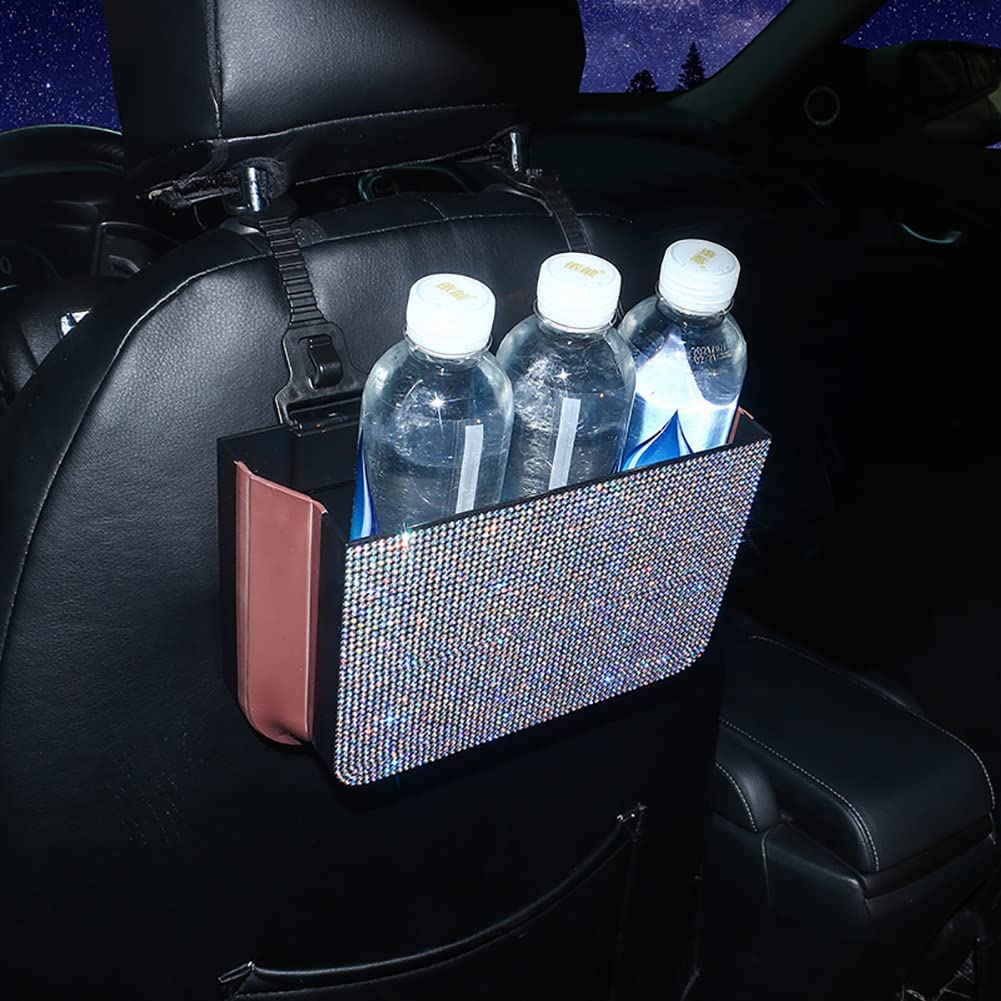 Zcargel Bling Bling Car Trash Can - Portable Auto Garbage Bin with Storage Organizer for Backseat, Multifunctional Vehicle Accessories | Perfect for Car, Office, Kitchen, Bedroom & Home Organization