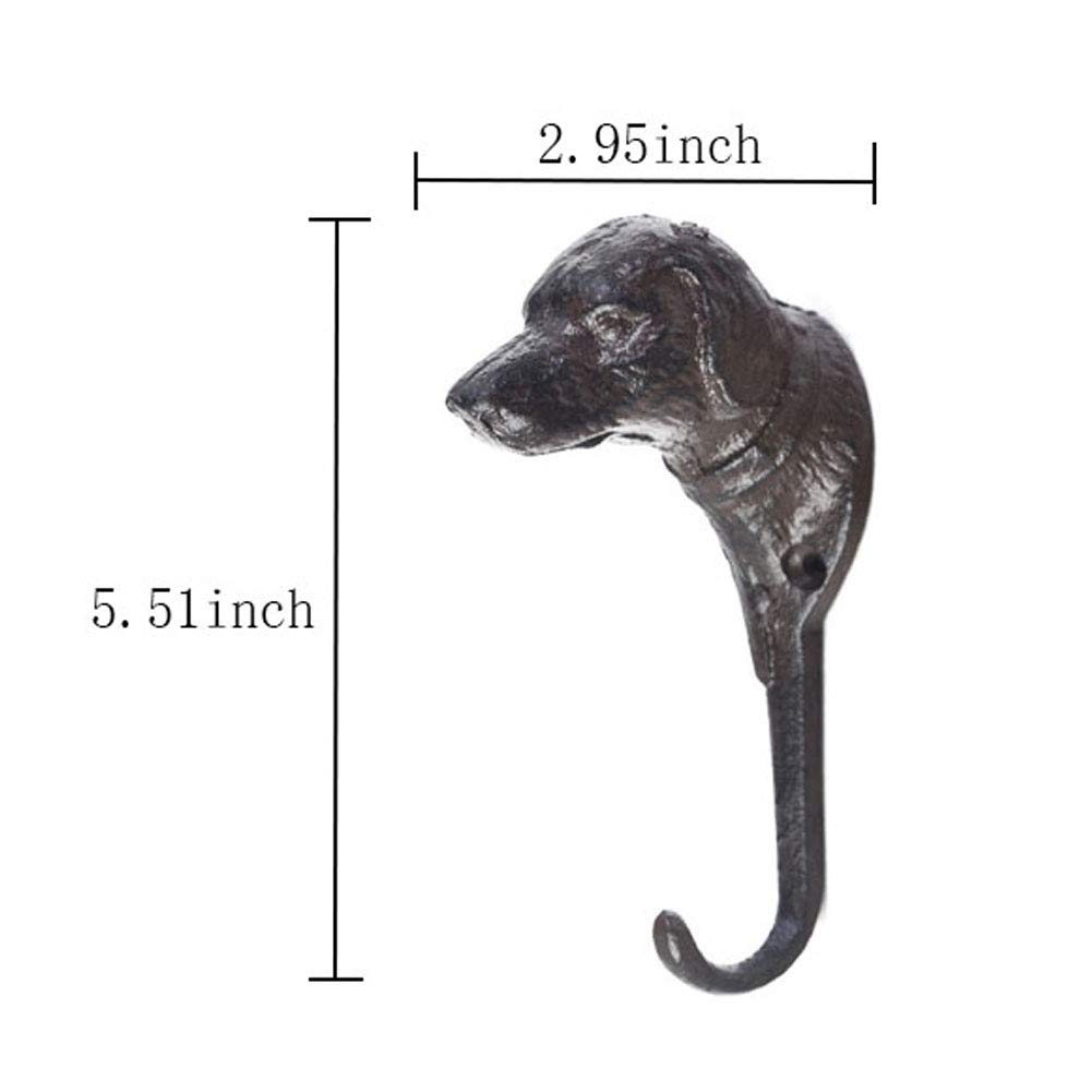 Cast Iron Dog Head Hook for Keys, Bags & Towels - Wall Mounted Entryway Decor (Brown)