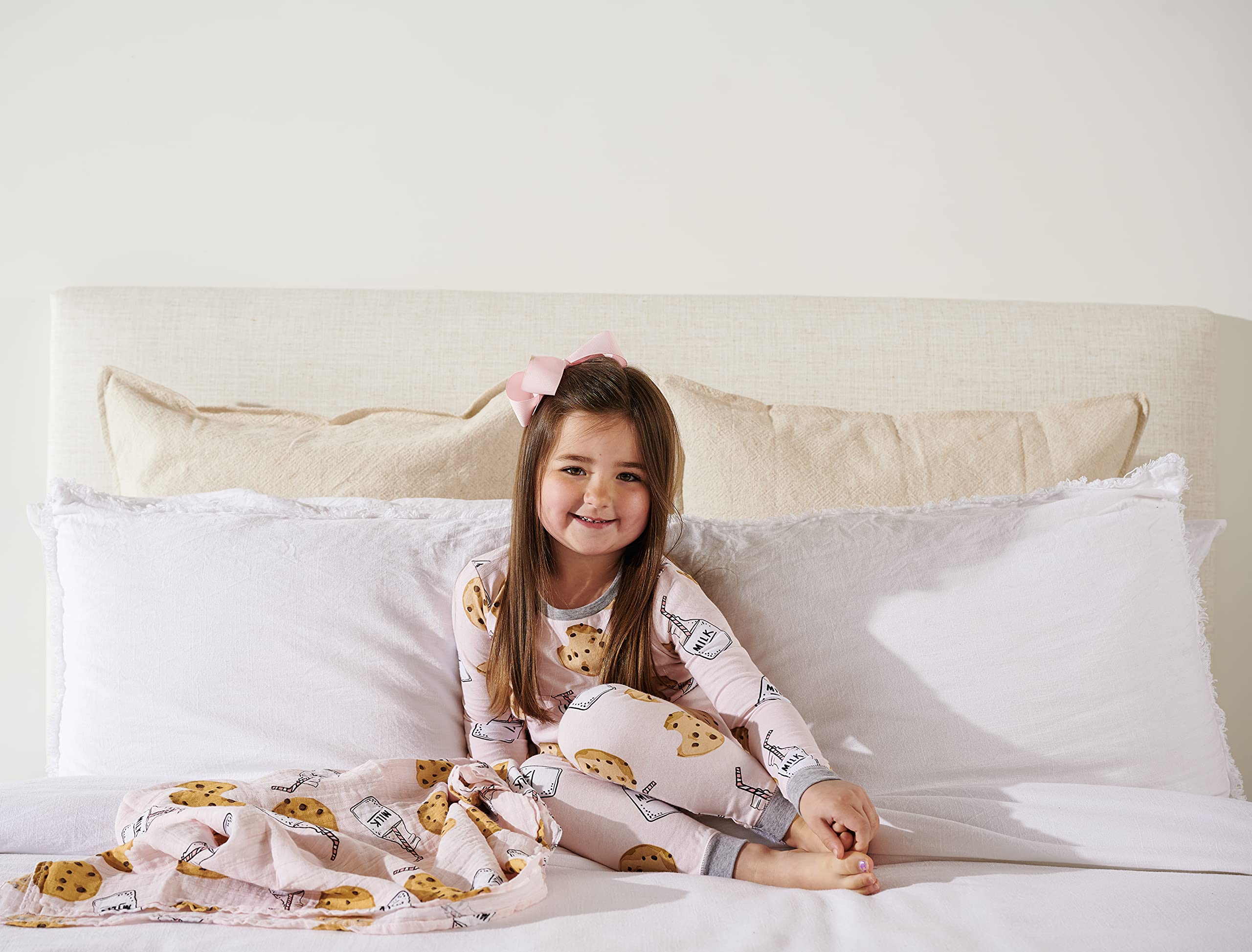 Mud Pie Baby Girls' Milk and Cookies Pajama Set - Soft Pink Cotton Pajamas for Toddlers & Infants | Perfect for Bedtime, Sleepovers & Cozy Family Nights