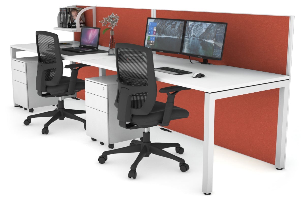 Horizon Quadro 2 Person Office Workstation with Square Legs - 1400L x 800W Dimensions, Cable Management Scallop - Perfect for Shared Workspaces & Collaborative Office Environments
