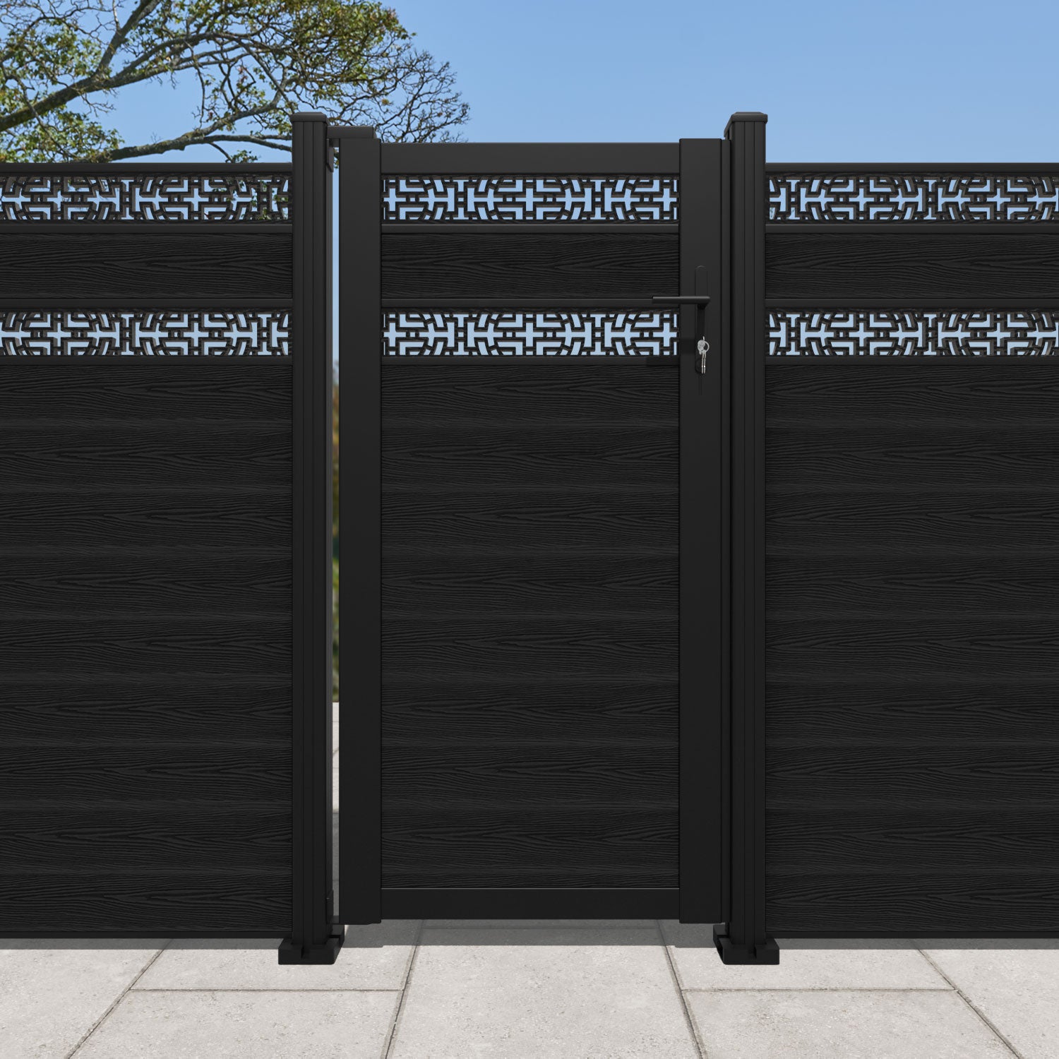Classic Kumo Split Screen Pedestrian Gate - Black | Durable & Stylish Walkway Entry | Perfect for Residential, Commercial & Garden Security