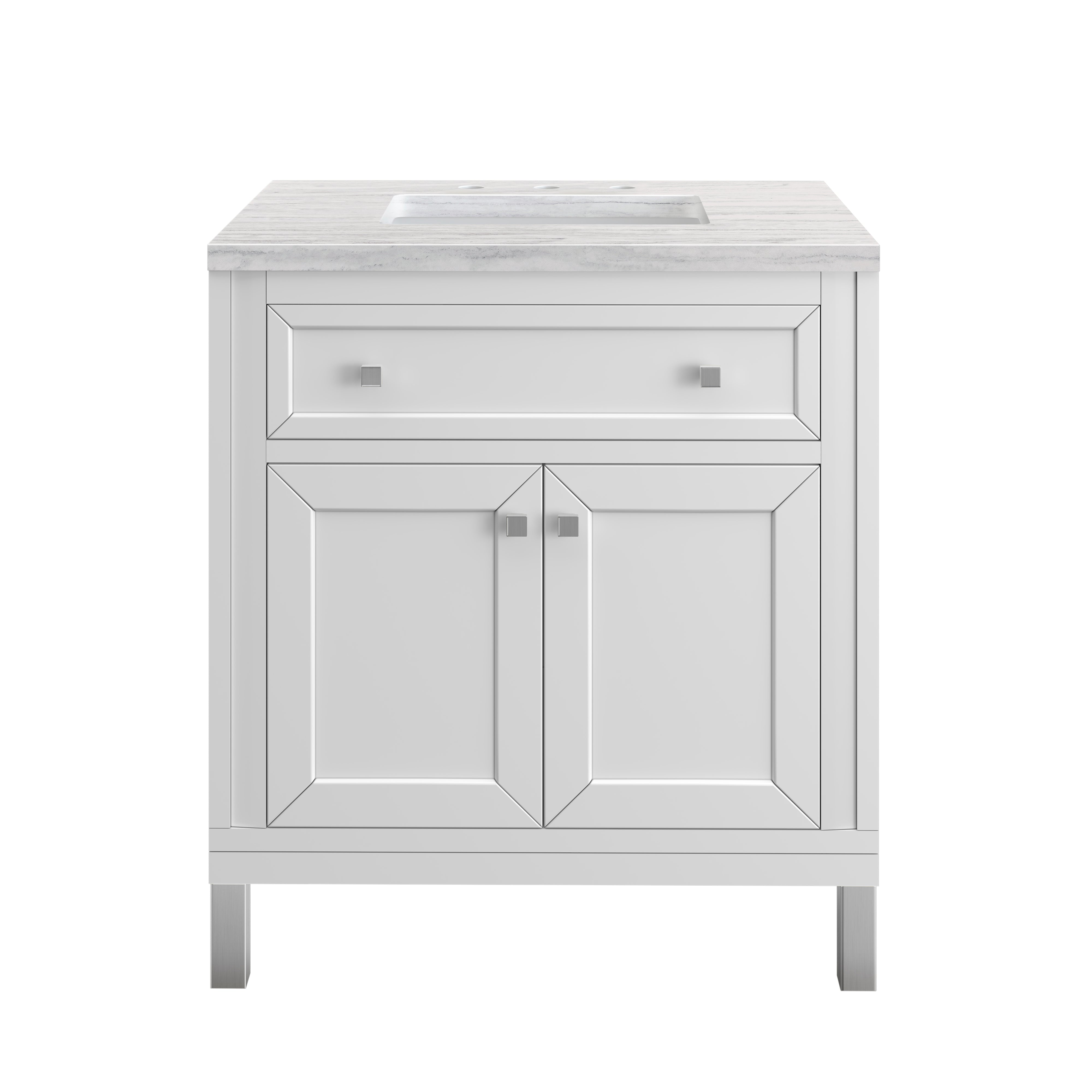 Chicago Knobs and Legs Set for V30 & V36 Cabinets - Brushed Nickel Finish - Cabinet Hardware Replacement Parts for Kitchen & Bathroom Renovation