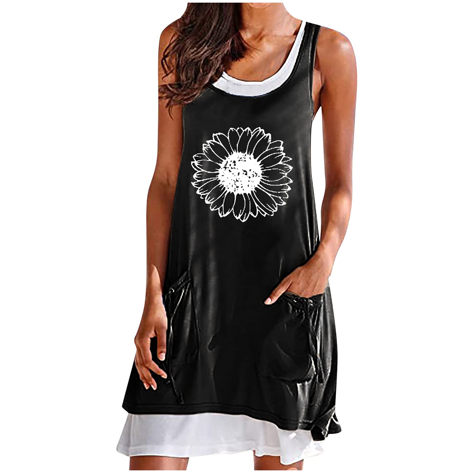 Women's Summer Two Piece Set - Round Neck Sleeveless Casual Dresses Outfits for Beach Vacation, Party & Daily Wear