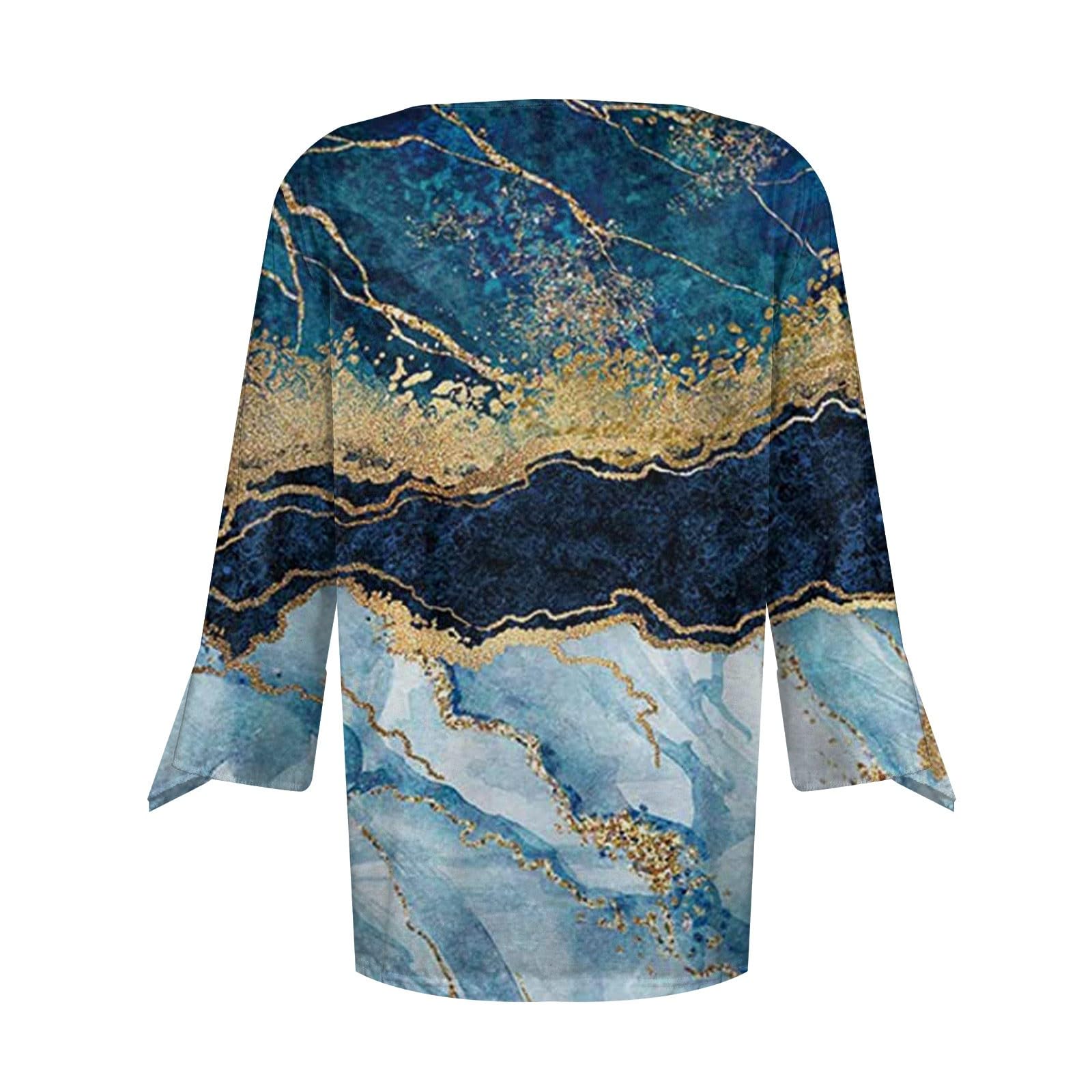 Women's Bohemian Flowy 3/4 Sleeve Summer Tops - Breathable Cuff Sleeve Blouse for Spring & Summer, Sizes S-3XL | Perfect for Beach Outings, Casual Wear & Vacation Outfits