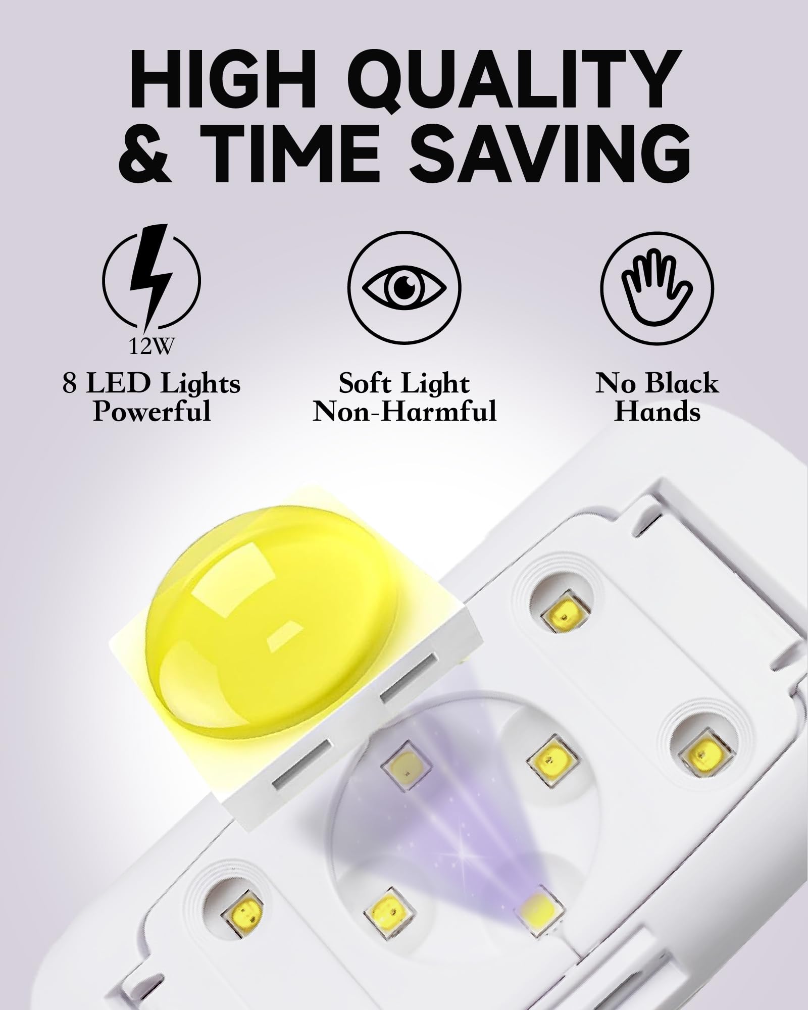 12W UV LED Nail Lamp with Glove - Portable Gel Nail Dryer for Home & Salon Use