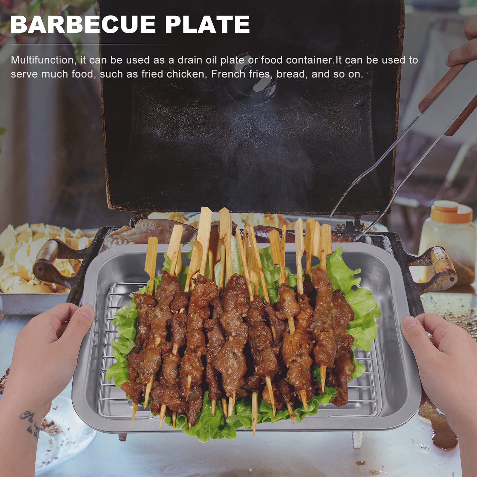 Hemoton Stainless Steel Oven Pan Set - 1 Piece Steel Grilling Net & Cooling Rack Plate for Baking, Roasting, BBQ - Perfect Kitchen Gadget for Home Cooks & Professional Chefs