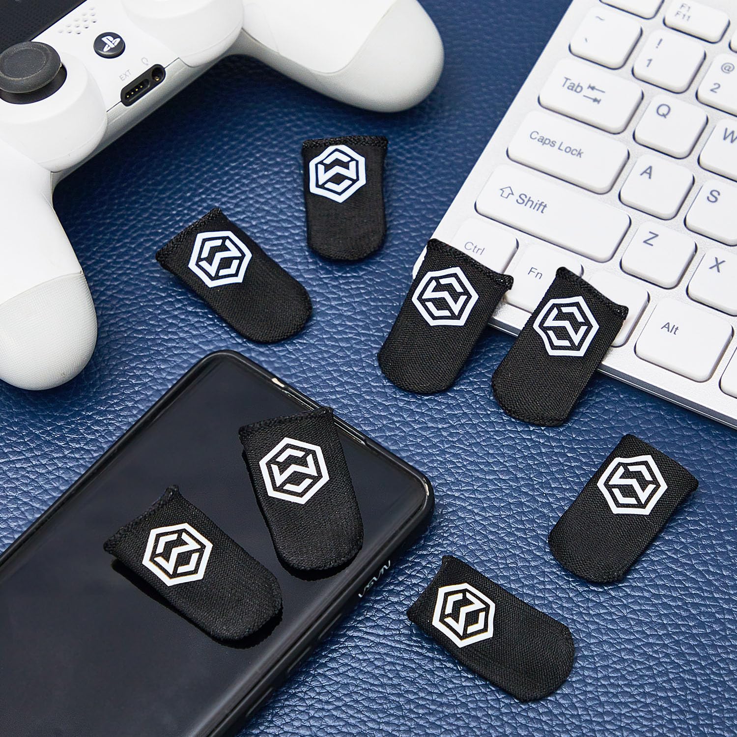 Jiuguva 120 Pcs Anti-Sweat Gaming Finger Sleeves with Pattern - Touchscreen Compatible Breathable Thumb Sleeves for Mobile Game Controllers - Perfect for PUBG, Call of Duty & Fortnite (Black)