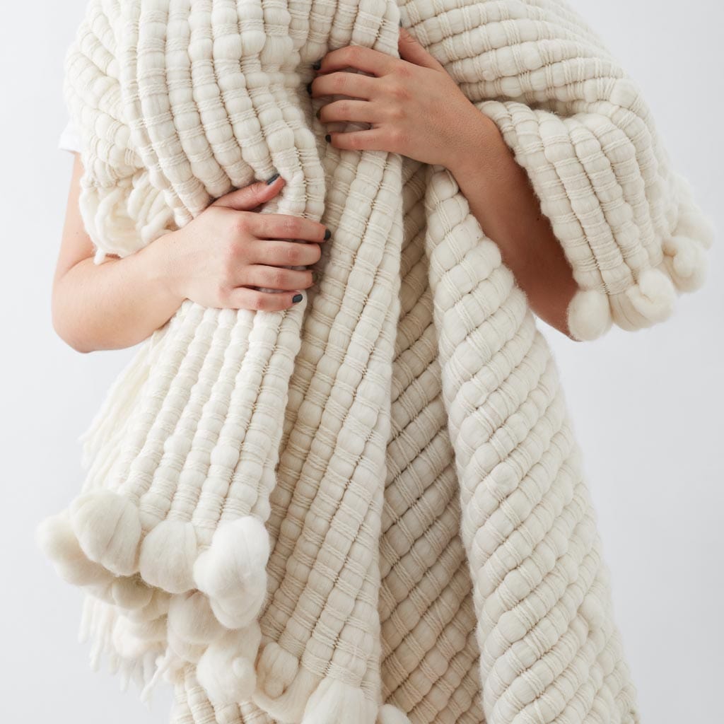 Celeste Chunky Wool Throw Blanket - Soft & Cozy Handmade Knit Blanket for Couch, Bed, Sofa - Perfect for Winter, Living Room, and Gift Giving