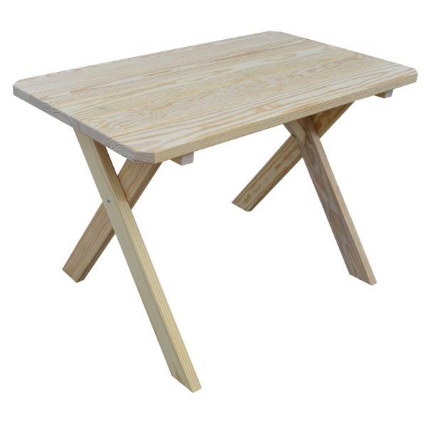 Solid Yellow Pine Wood Crossleg Table - Rustic Farmhouse Dining or Coffee Table - Perfect for Living Room, Patio, or Outdoor Gatherings