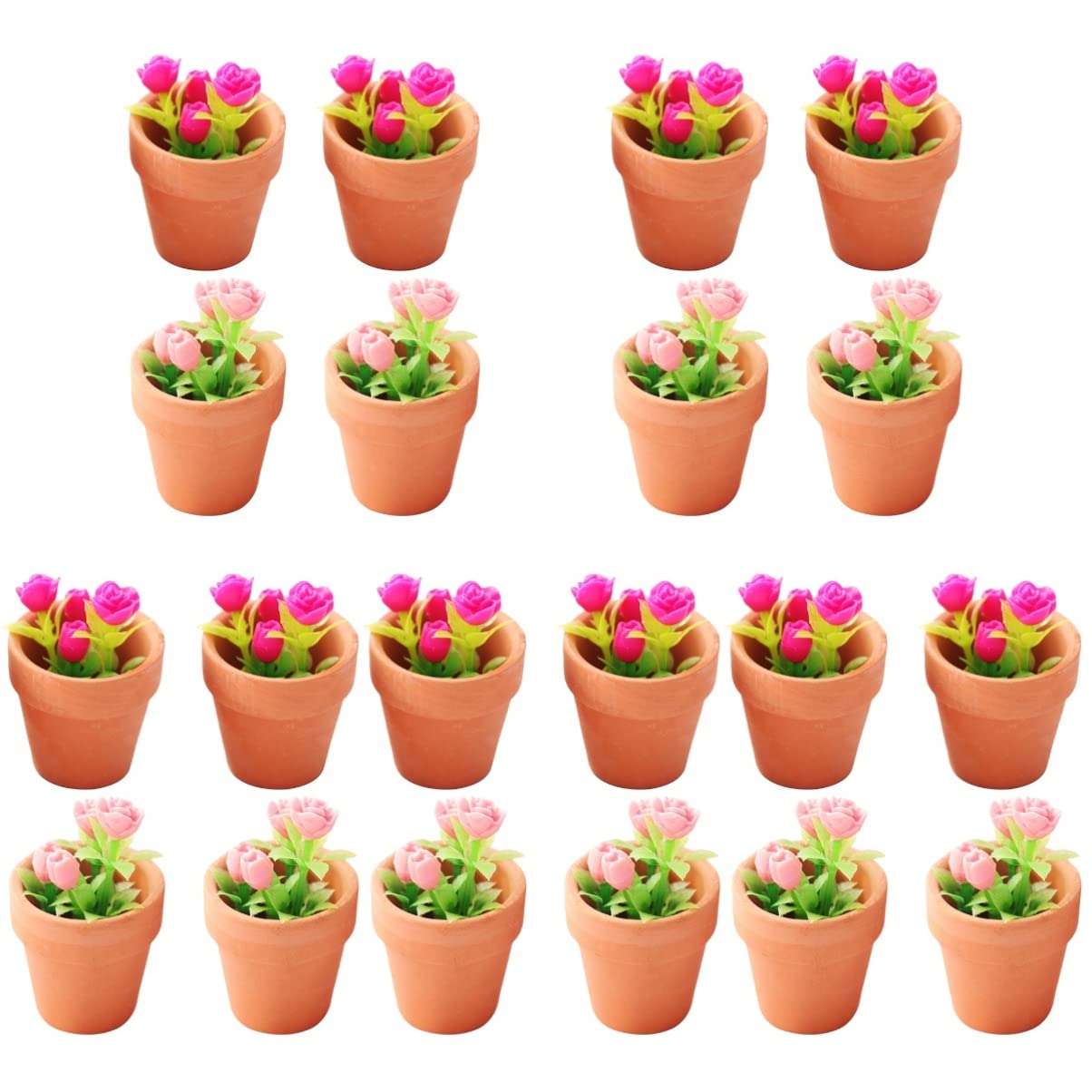 Kisangel 5-Piece Mini Potted Rose Dollhouse Plants - Realistic Miniature Bonsai Flowers for Dollhouse Decor, Fairy Gardens & DIY Craft Projects