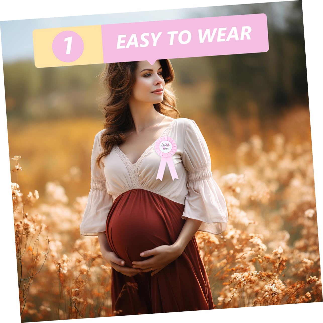 TOYANDONA 2 Sets Maternity Belt & Badge Pin Set - Dad to Be & Mom to Be Pregnancy Announcement Sash - Baby Shower Decorations for Gender Reveal Party & Maternity Photoshoot