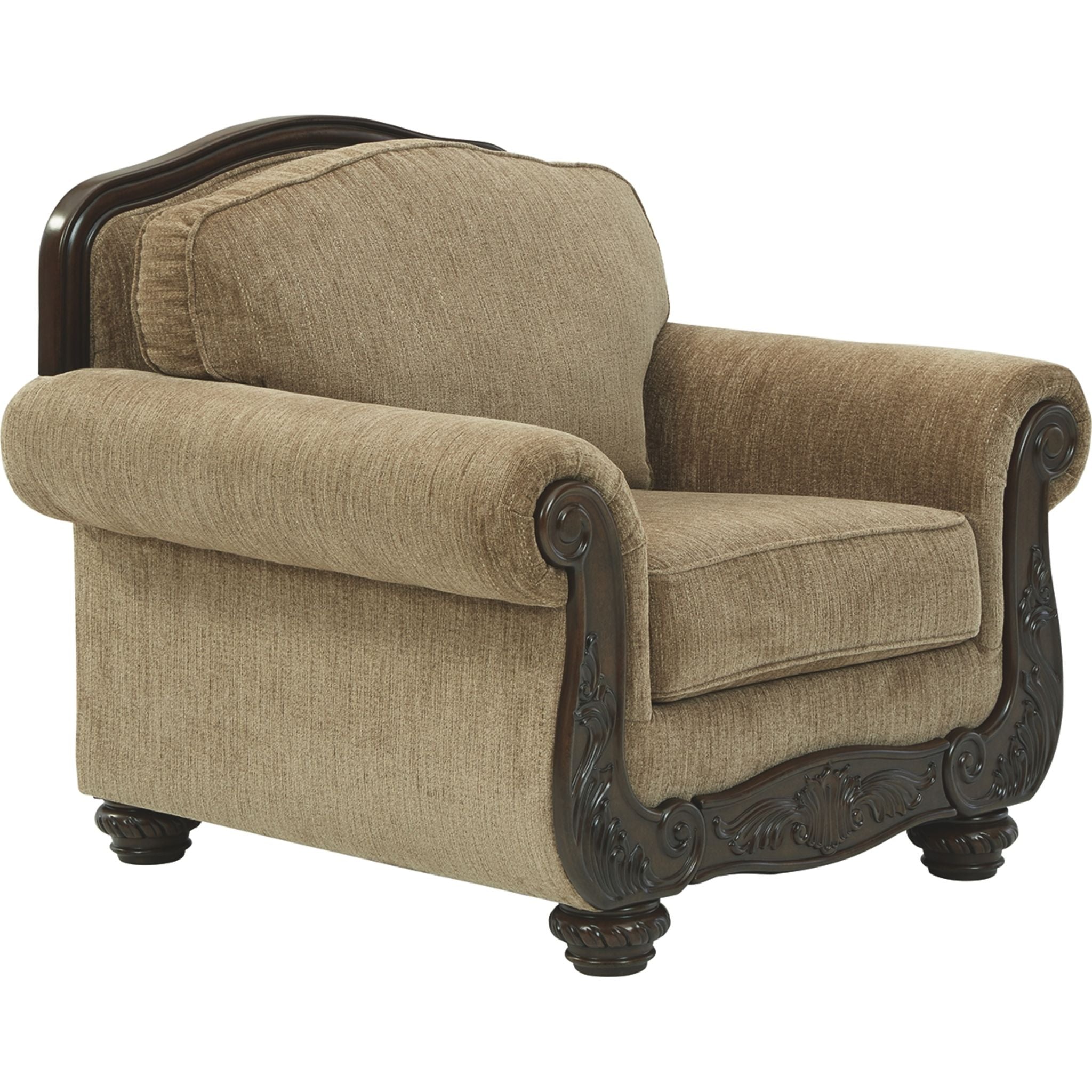 Briaroaks Mocha Upholstered Chair - Comfortable Living Room Armchair for Home & Office Use